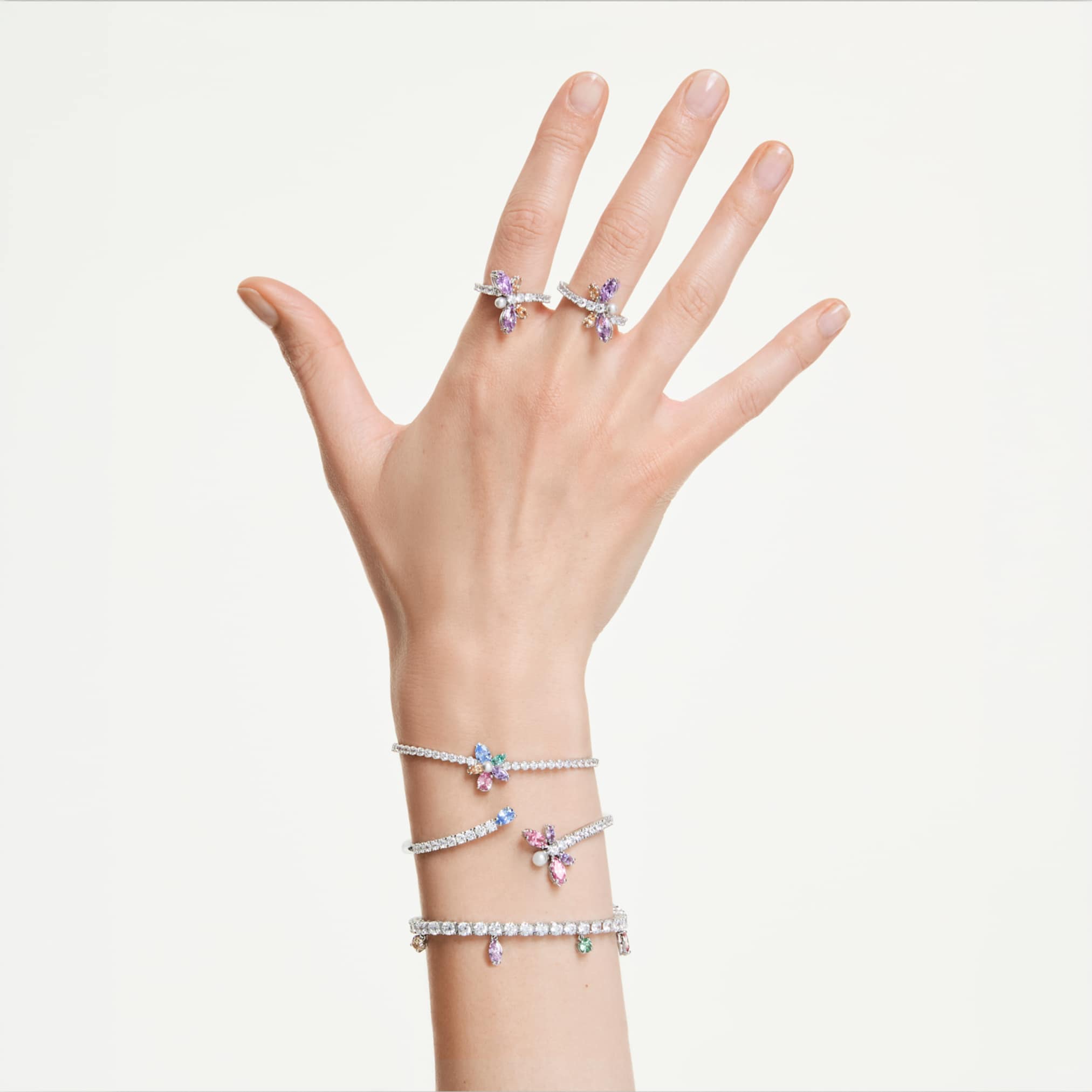 Ariana Grande x Swarovski bracelet Mixed cuts, Multicolored, Rhodium plated