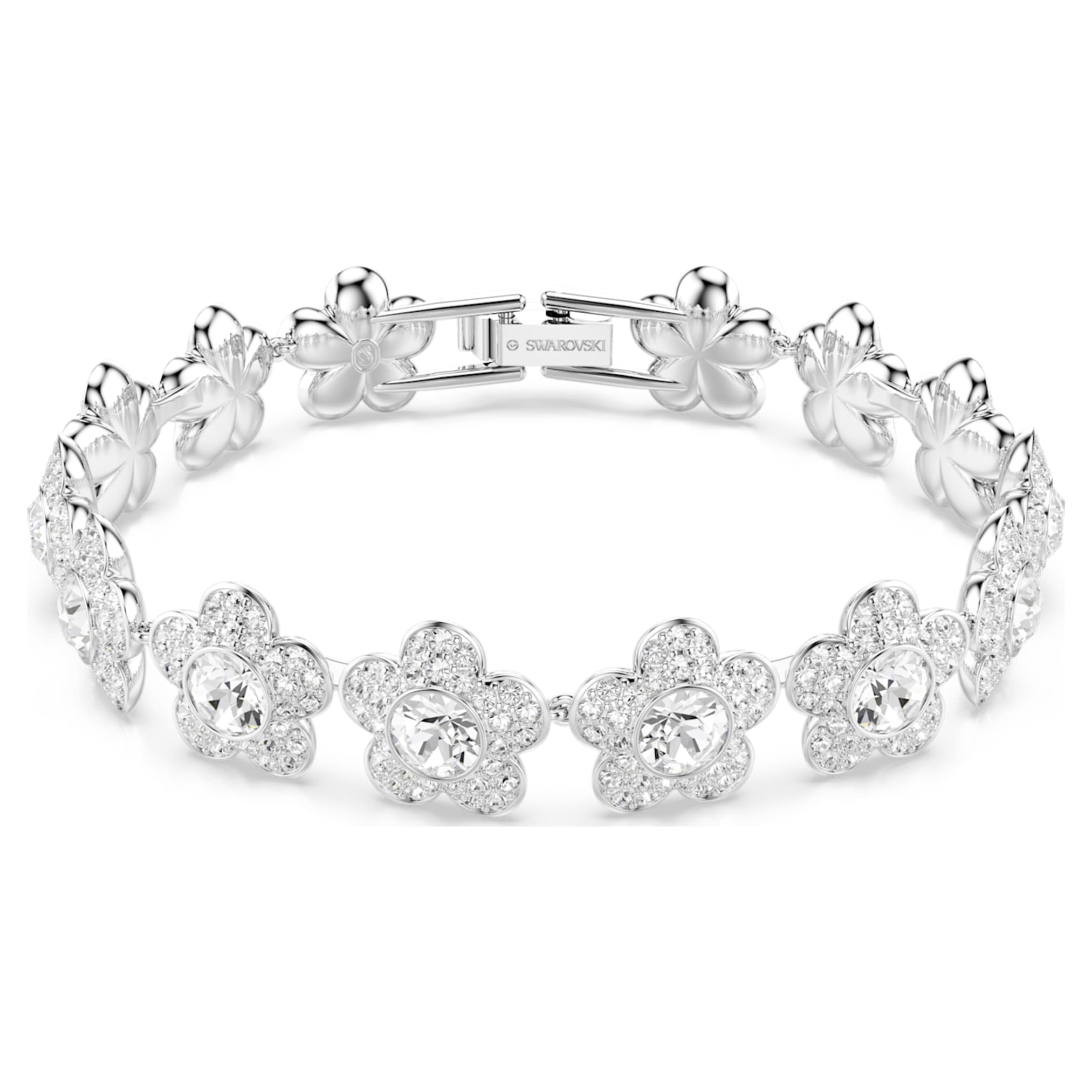 Ariana Grande x Swarovski bracelet Round cut, Flower, White, Rhodium plated