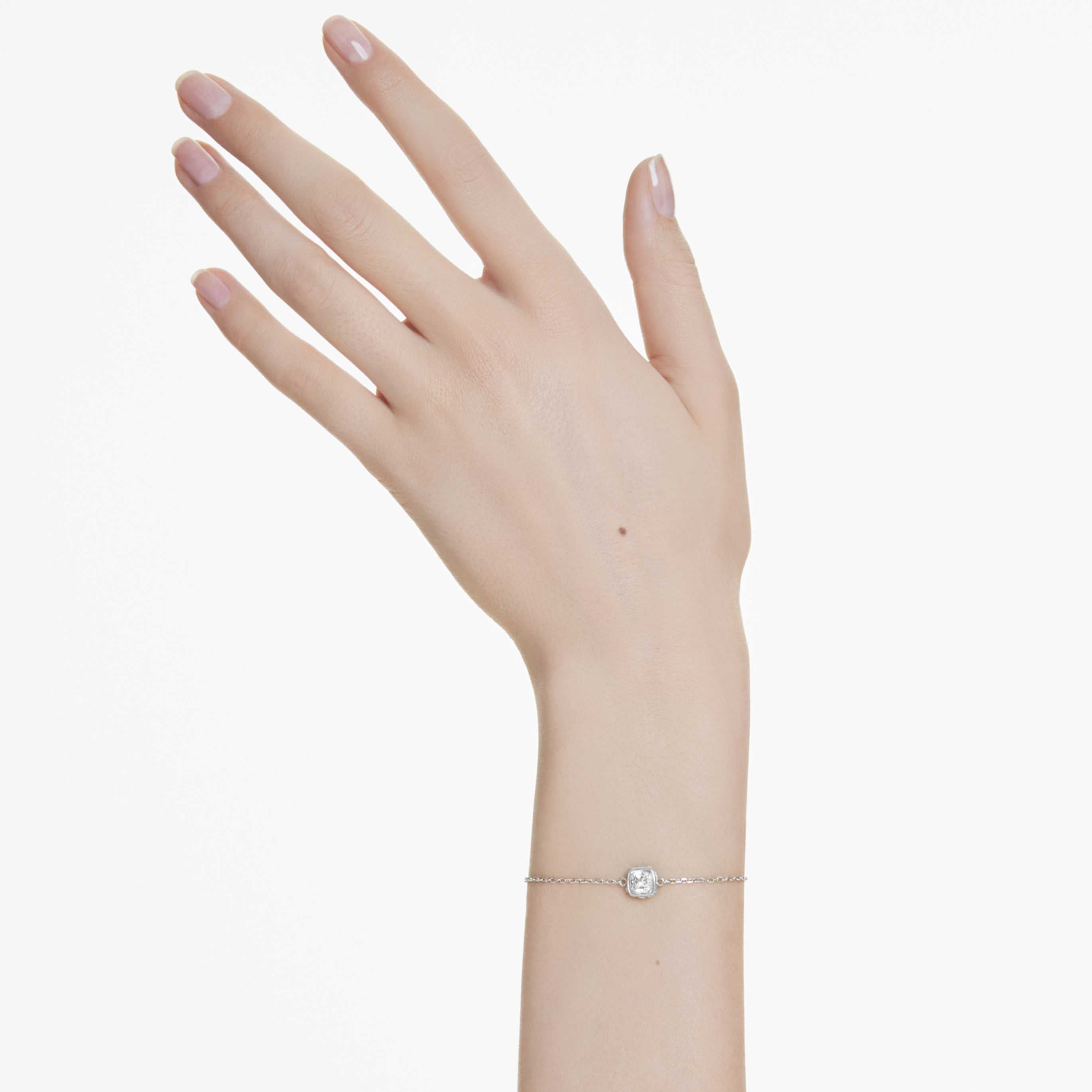 Swarovski Birthstone bracelet Square cut, May, Green, Rhodium plated