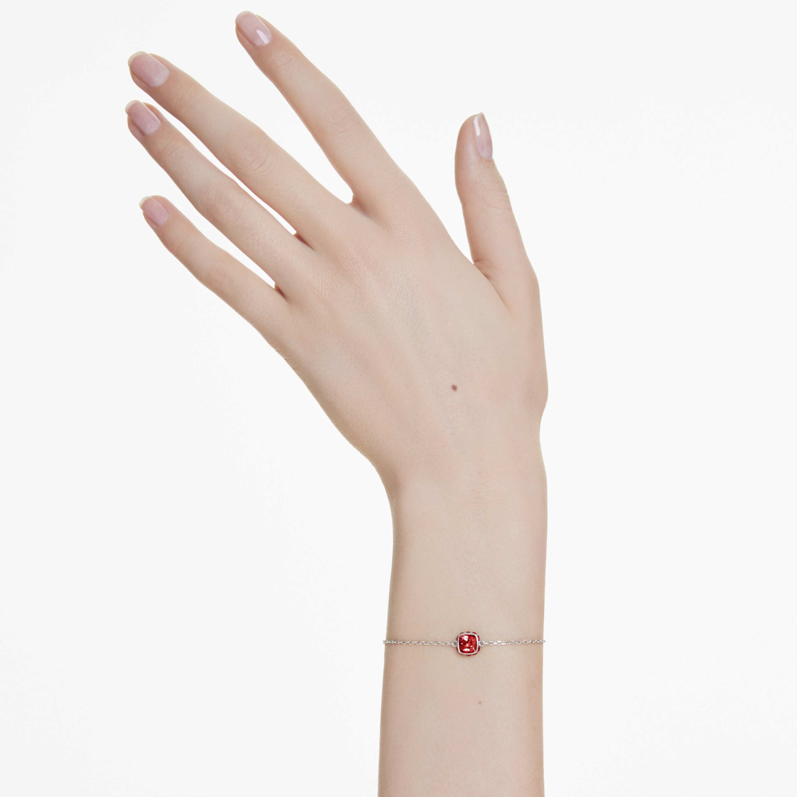 Swarovski Birthstone bracelet Square cut, July, Red, Rhodium plated