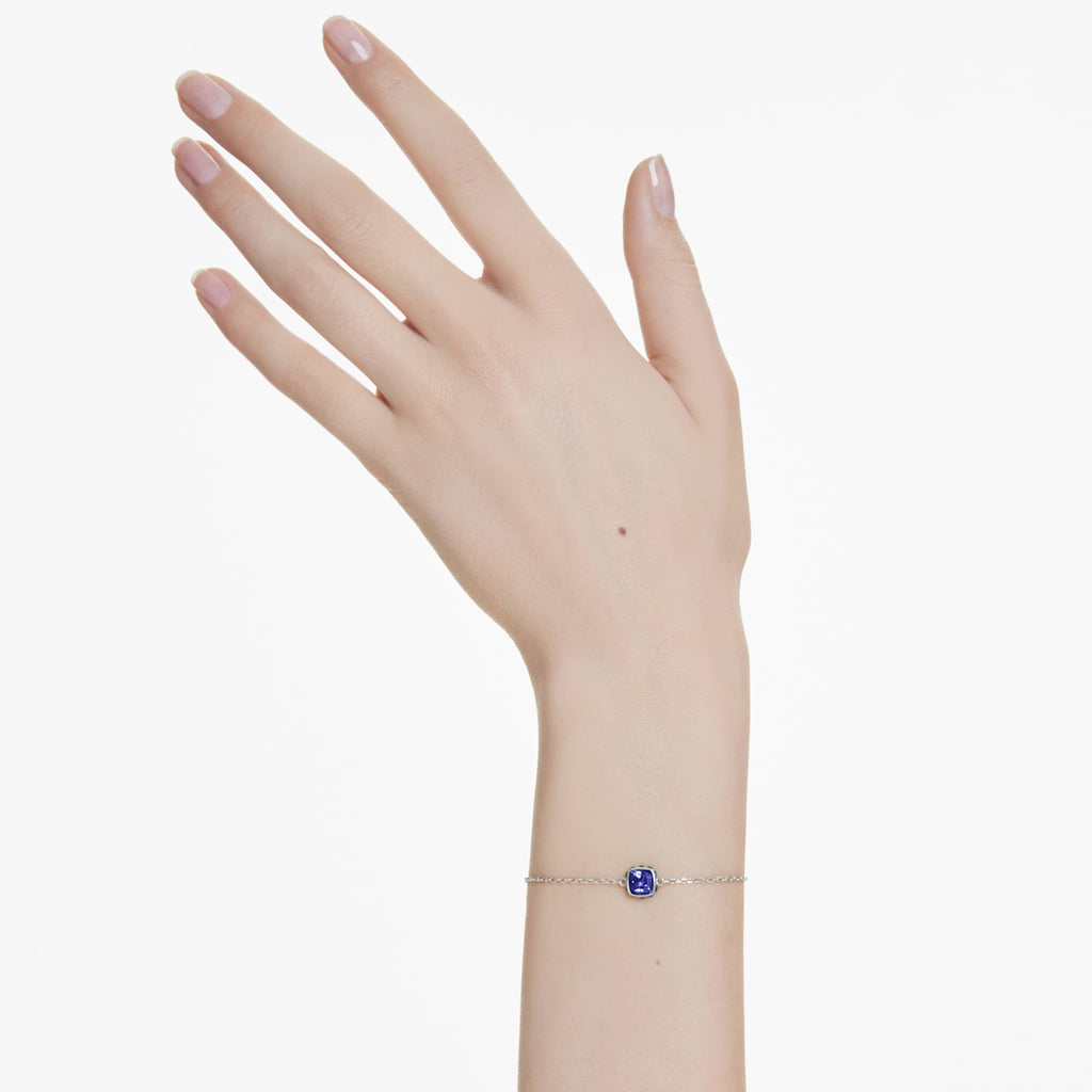 Swarovski Birthstone bracelet Square cut, January, Red, Rhodium plated