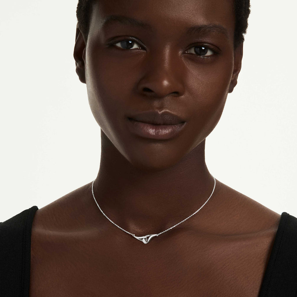 Swarovski Classica pendant Round cut, Interlocking, White, Sterling silver