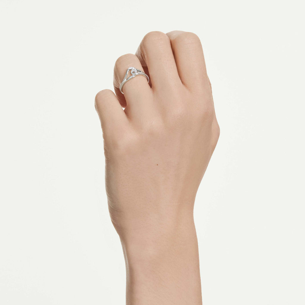 Swarovski Classica ring Round cut, Interlocking, White, Sterling silver