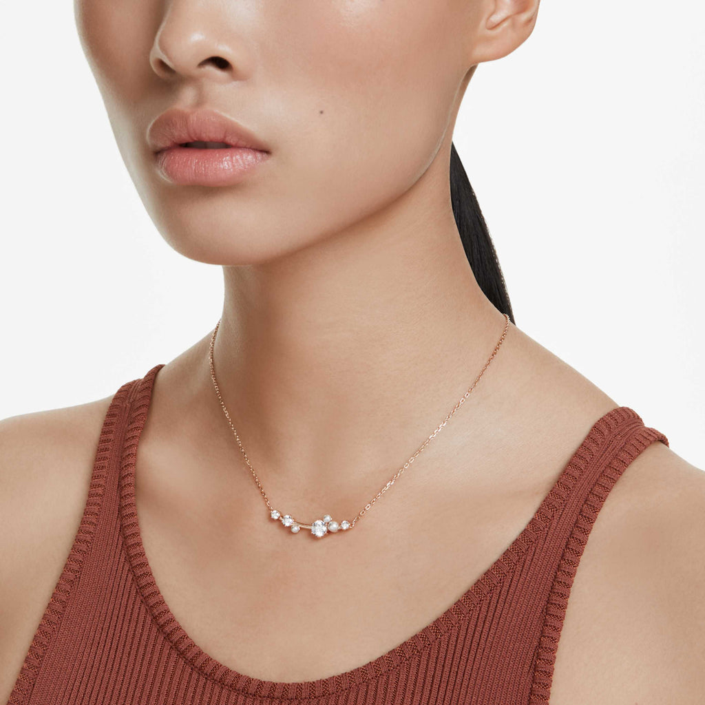 Swarovski Constella necklace Crystal pearl, Round cuts, White, 18K rose gold finish