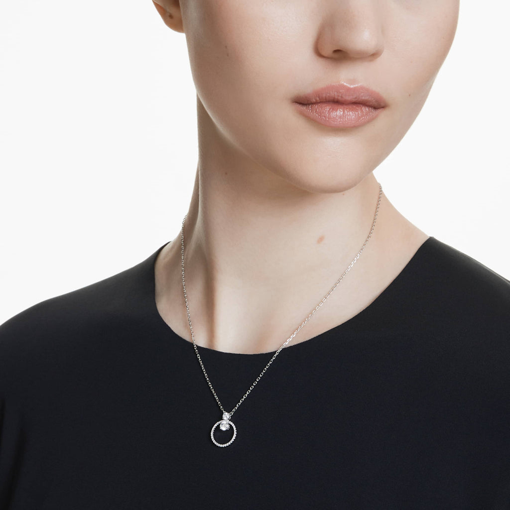 Swarovski Constella pendant Pavé, Round cut, White, 18K rose gold finish