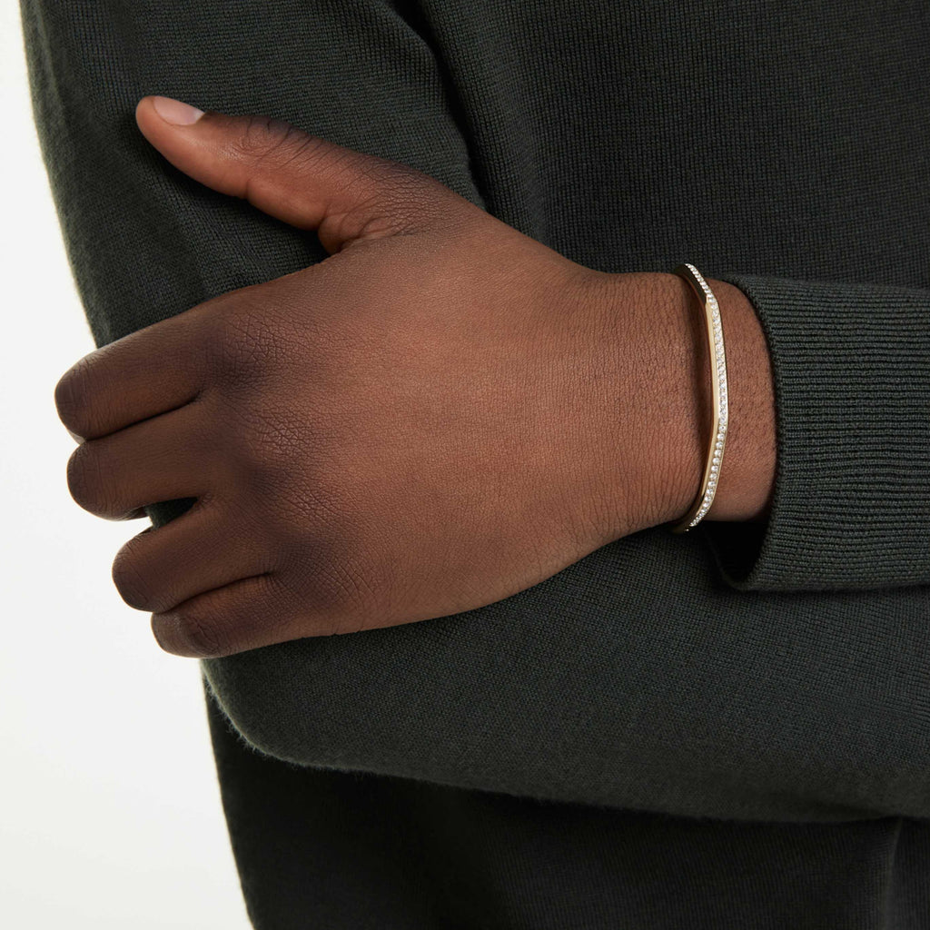 Swarovski Dextera bangle Octagon shape, Round cut, White, 18K gold finish