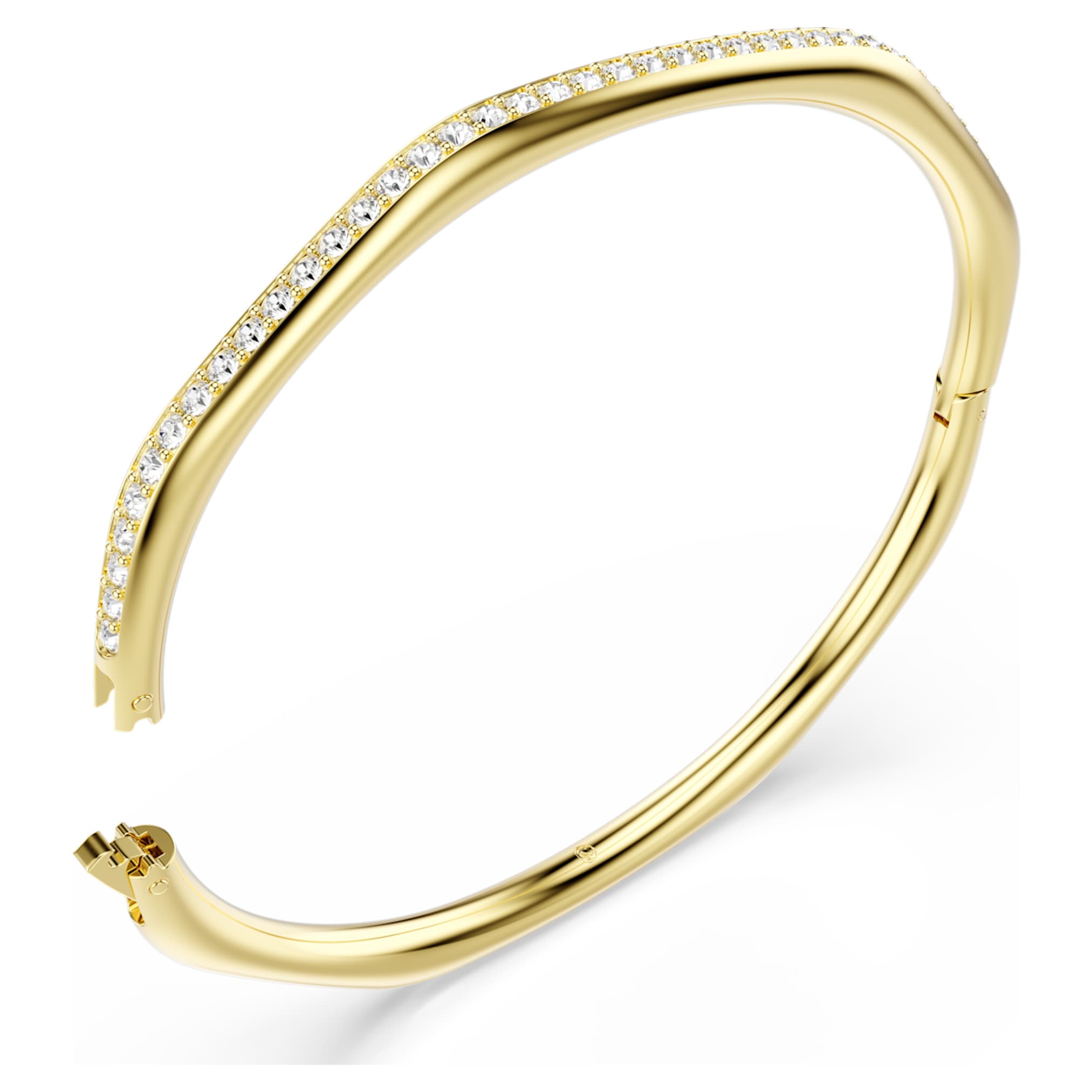 Swarovski Dextera bangle Octagon shape, Round cut, White, 18K gold finish