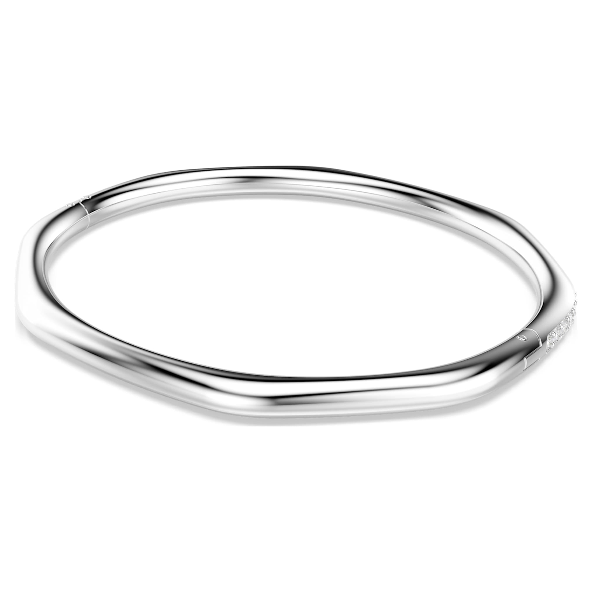 Swarovski Dextera bangle Octagon shape, Round cut, White, Rhodium plated