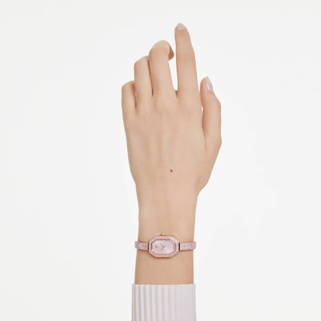 Swarovski Dextera bangle watch Swiss Made, Metal bracelet, Rose gold tone, Rose gold-tone finish
