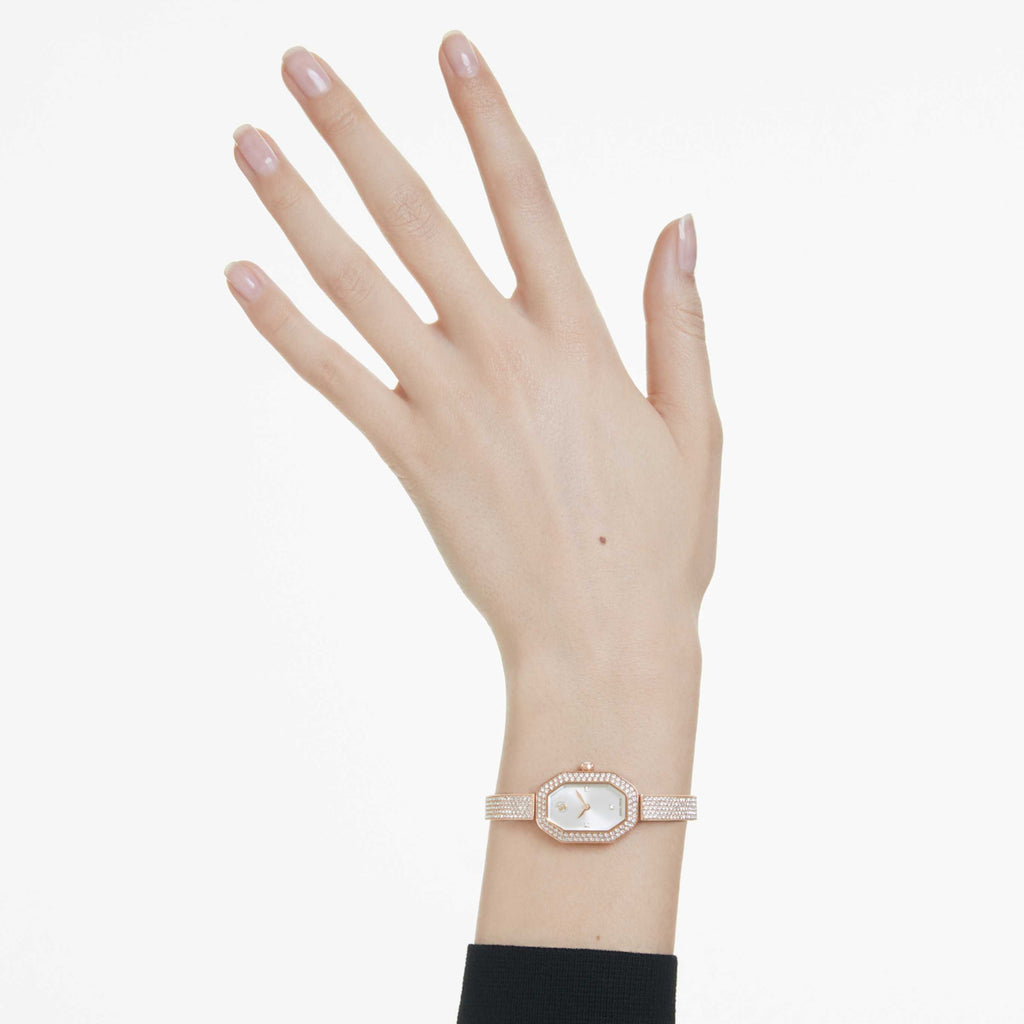 Swarovski Dextera bangle watch Swiss Made, Metal bracelet, Rose gold tone, Rose gold-tone finish