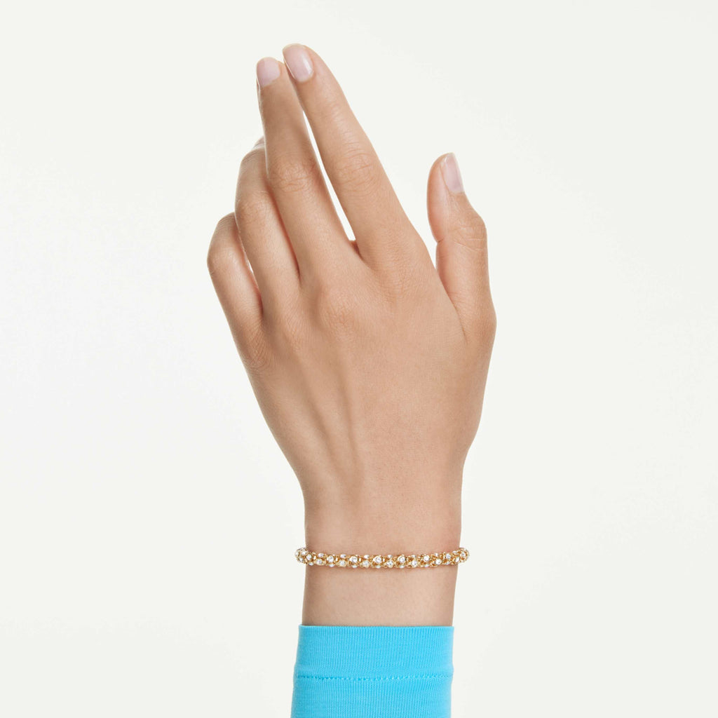 Swarovski Dextera bracelet Round cut, White, 18K gold finish