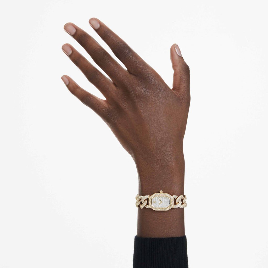Swarovski Dextera chain watch Swiss Made, Crystal bracelet, Gold tone, Gold-tone finish