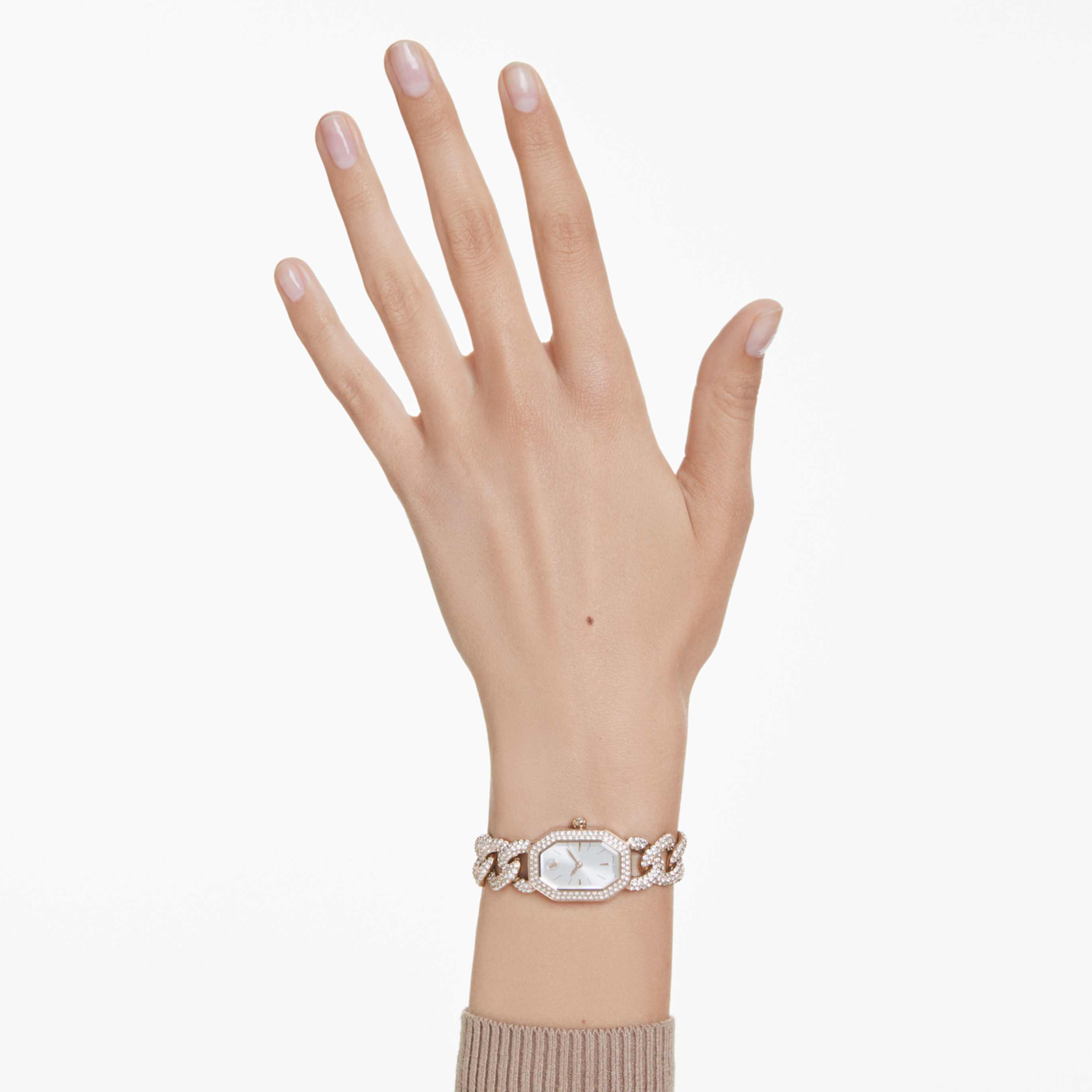 Swarovski Dextera chain watch Swiss Made, Crystal bracelet, Gold tone, Gold-tone finish