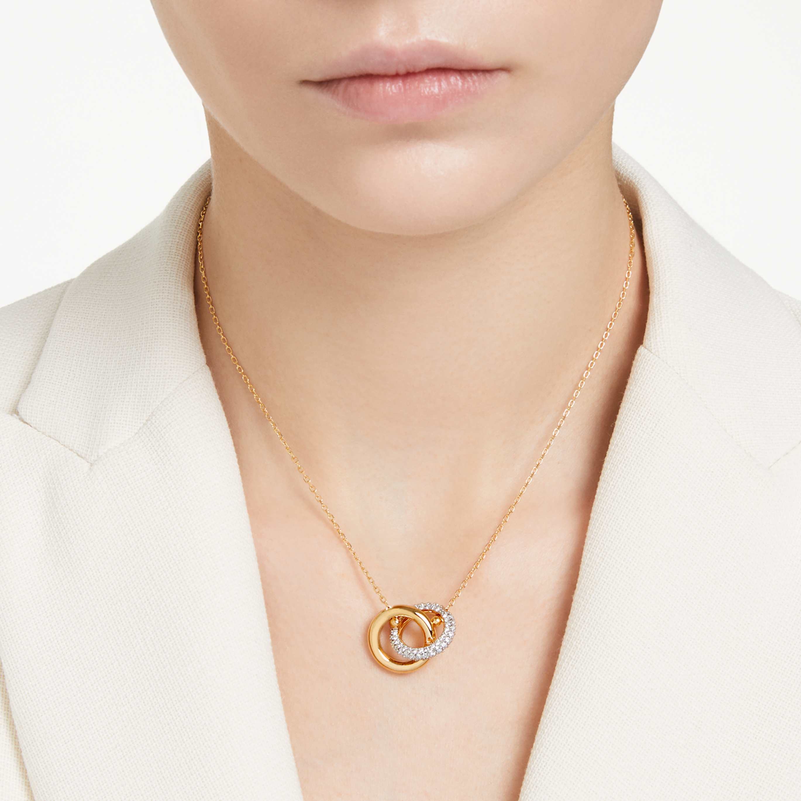 Swarovski Dextera pendant Interlocking loop, White, Rhodium plated