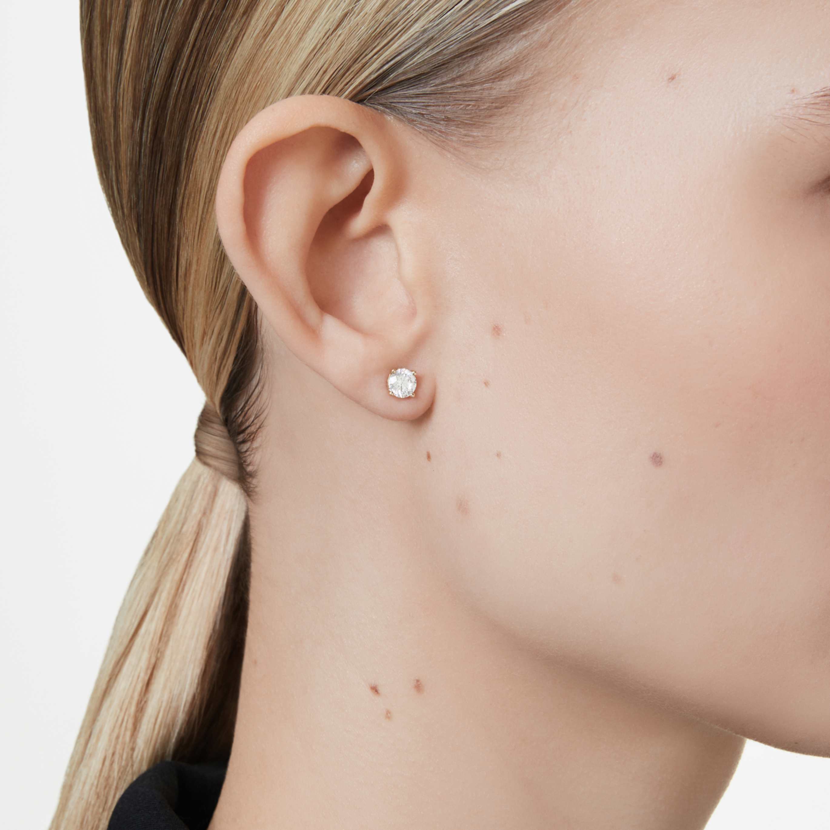 Swarovski Eternity solitaire stud earrings Lab-grown diamonds 1 ct tw, Round shape, 14K yellow gold
