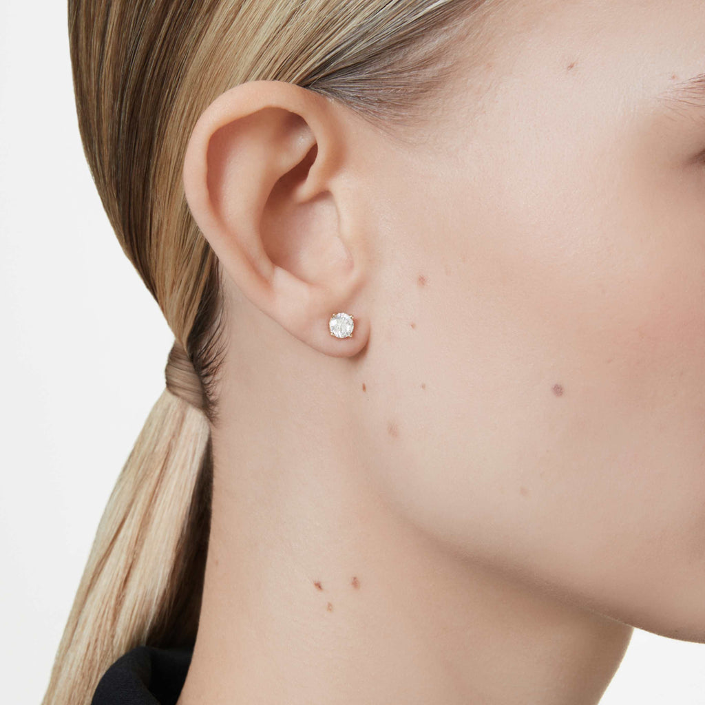 Swarovski Eternity solitaire stud earrings Lab-grown diamonds 1 ct tw, Round shape, 14K white gold