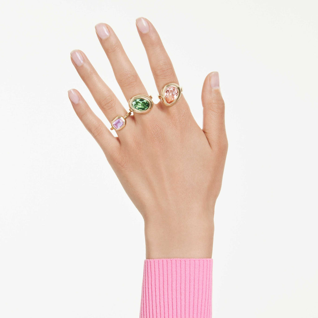 Swarovski Gema motif ring Set (3), Multicolored, 18K gold finish