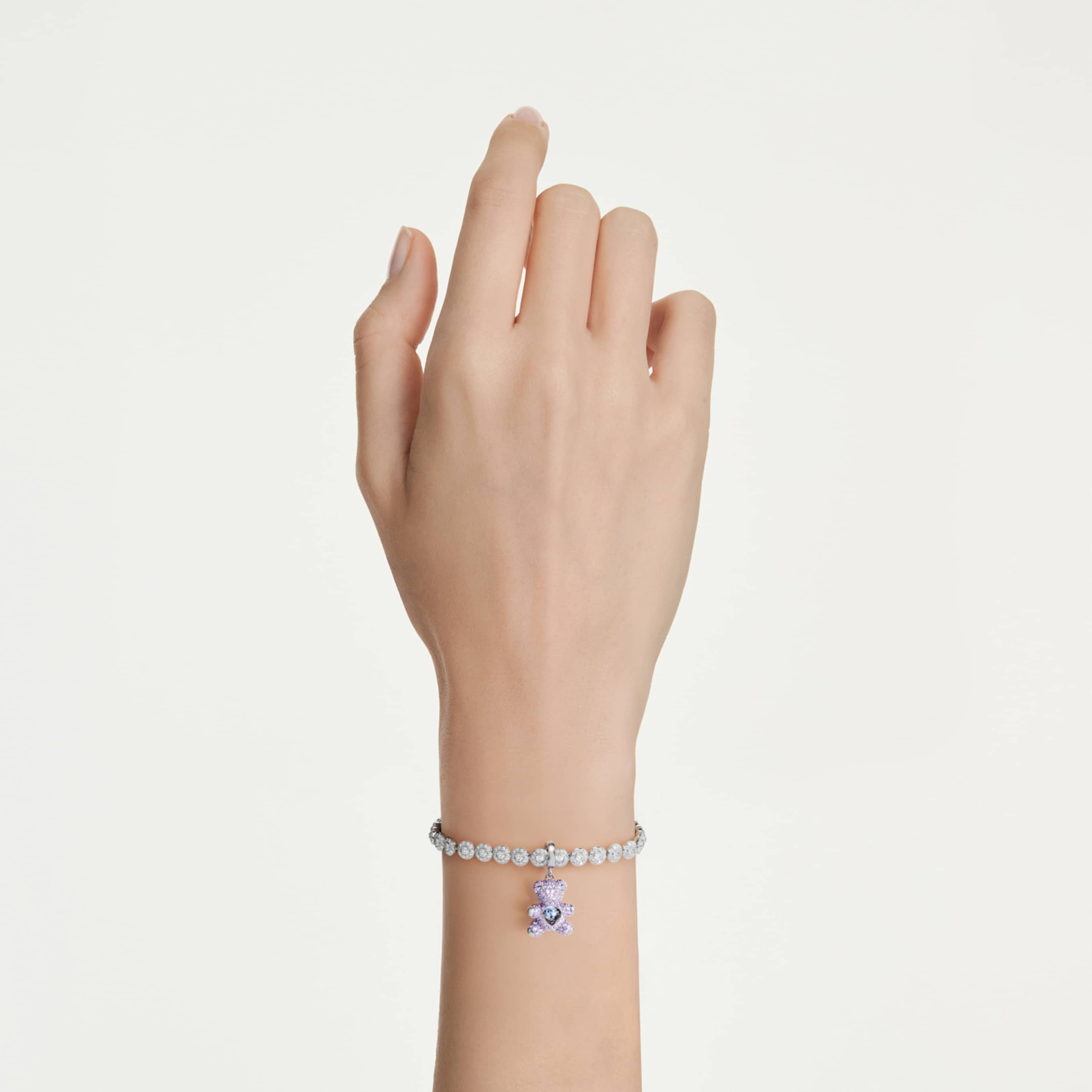 Swarovski Idyllia charm Mixed cuts, Teddy, Purple, Rhodium plated