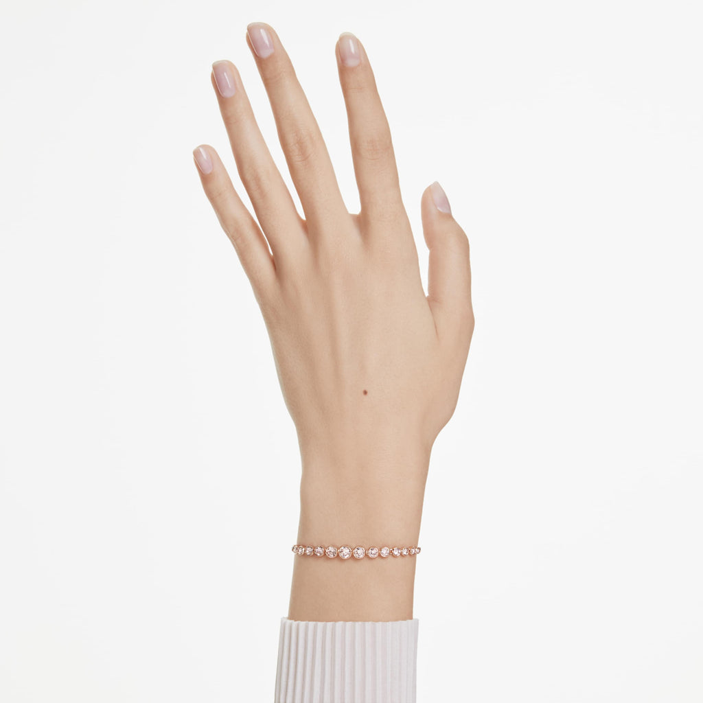 Swarovski Imber bracelet Mixed round cuts, Pink, 18K rose gold finish