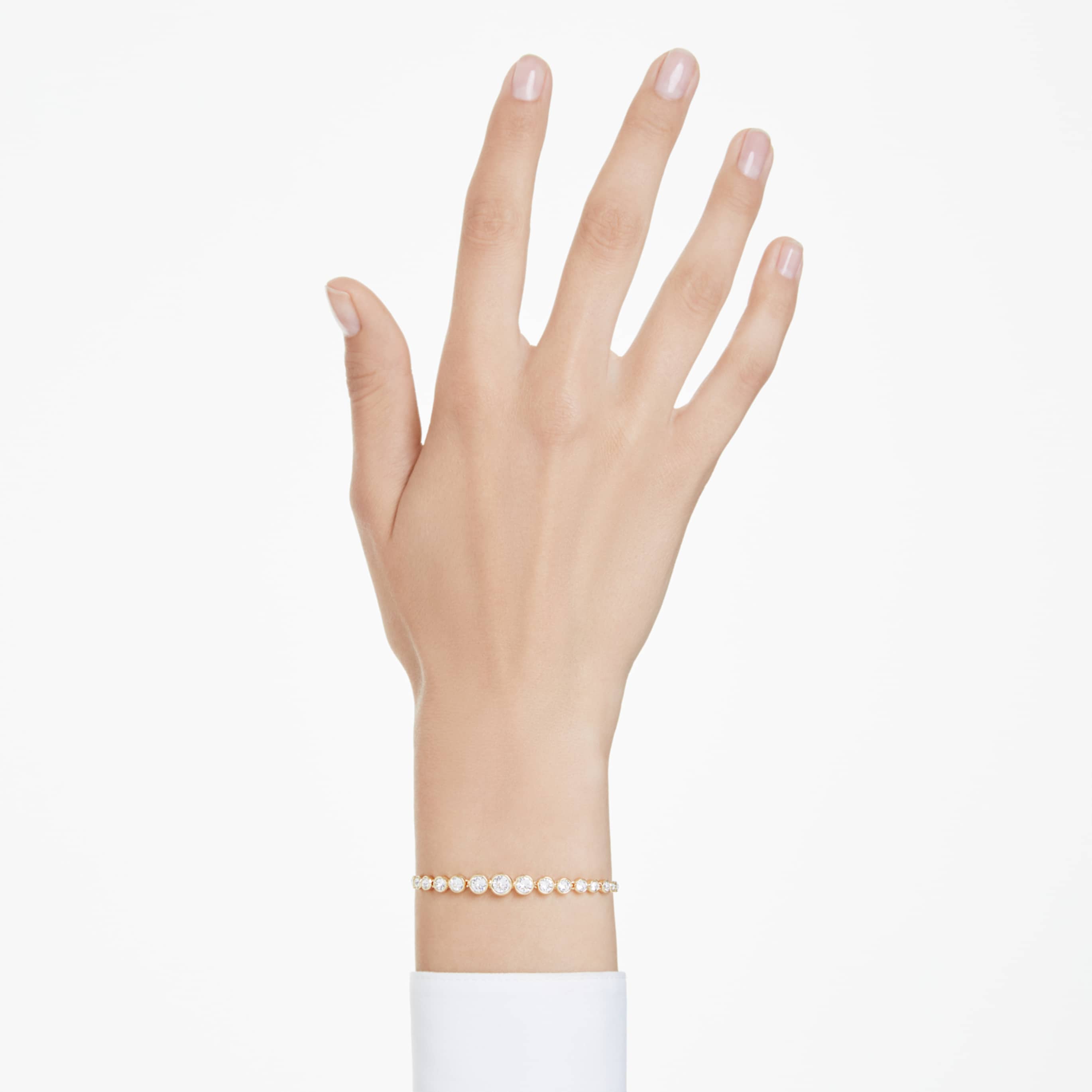 Swarovski Imber bracelet Mixed round cuts, White, 18K gold finish