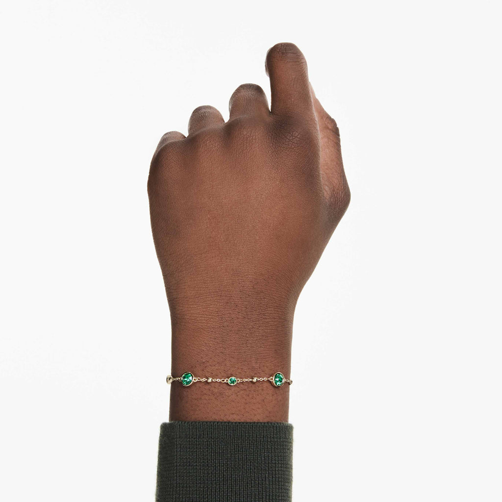 Swarovski Imber bracelet Round cut, Green, 18K gold finish