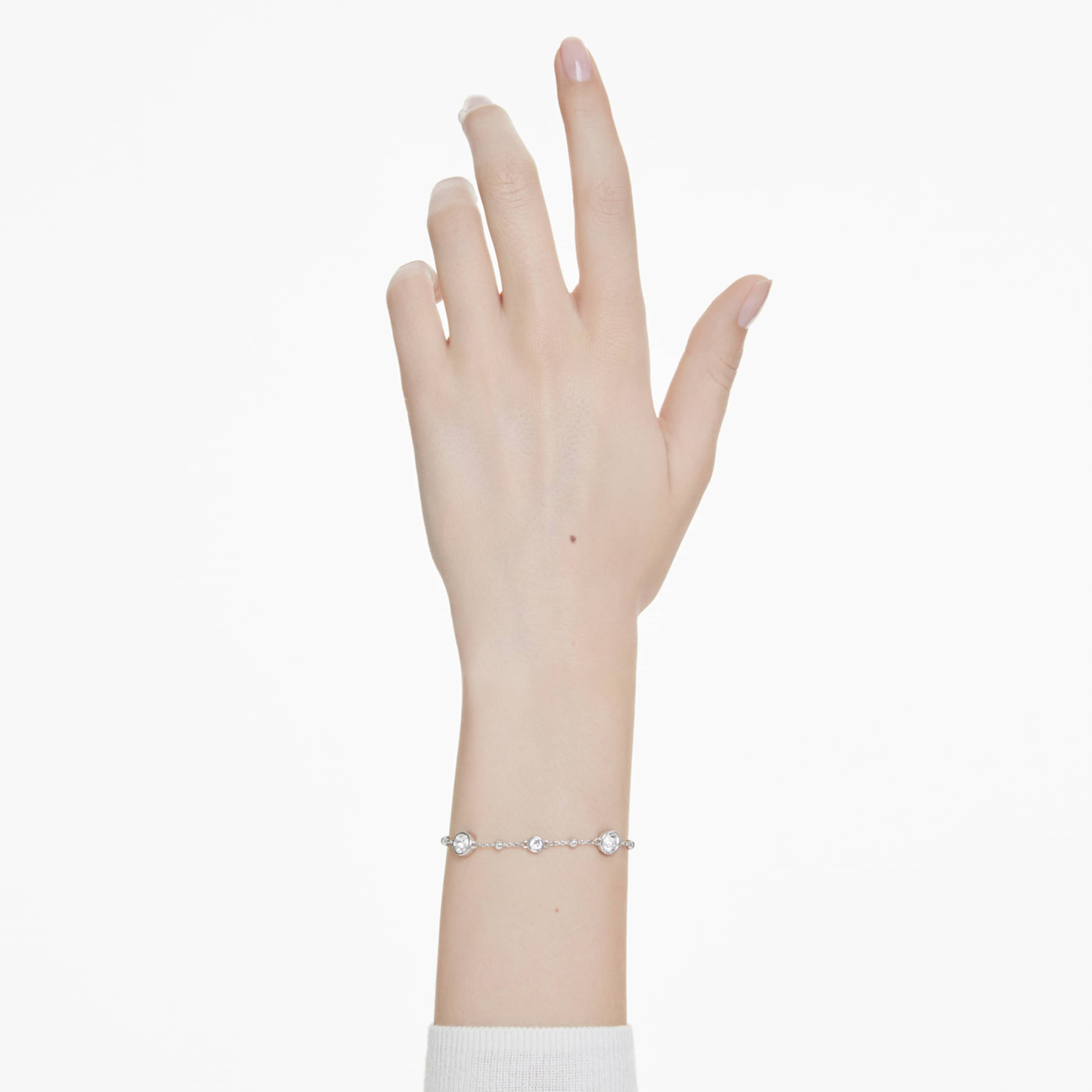 Swarovski Imber bracelet Round cut, Scattered design, White, 18K gold finish