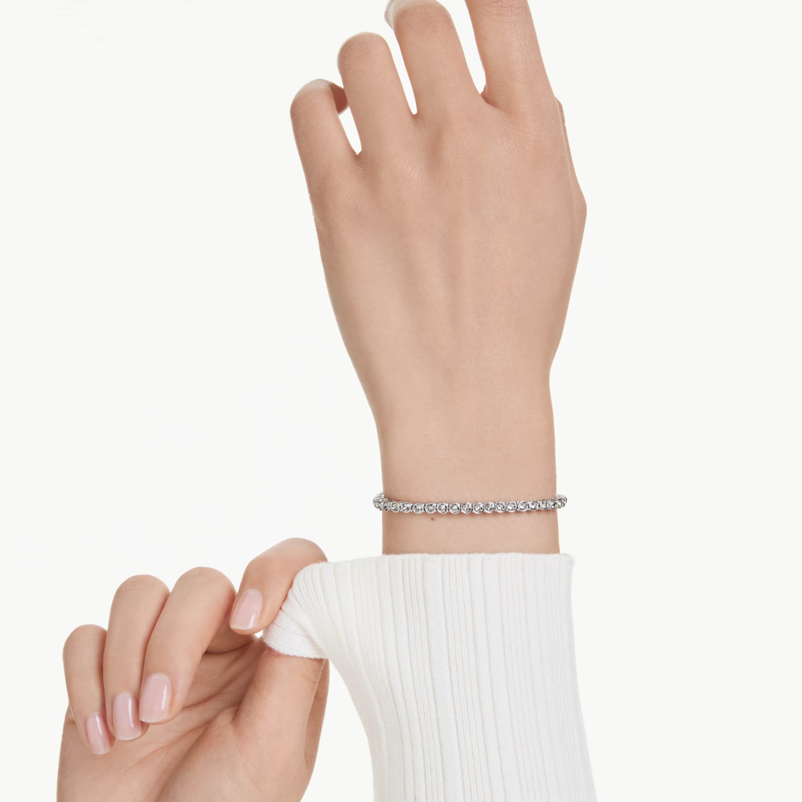 Swarovski Imber Emily Tennis bracelet Round cut, Black, 18K rose gold finish