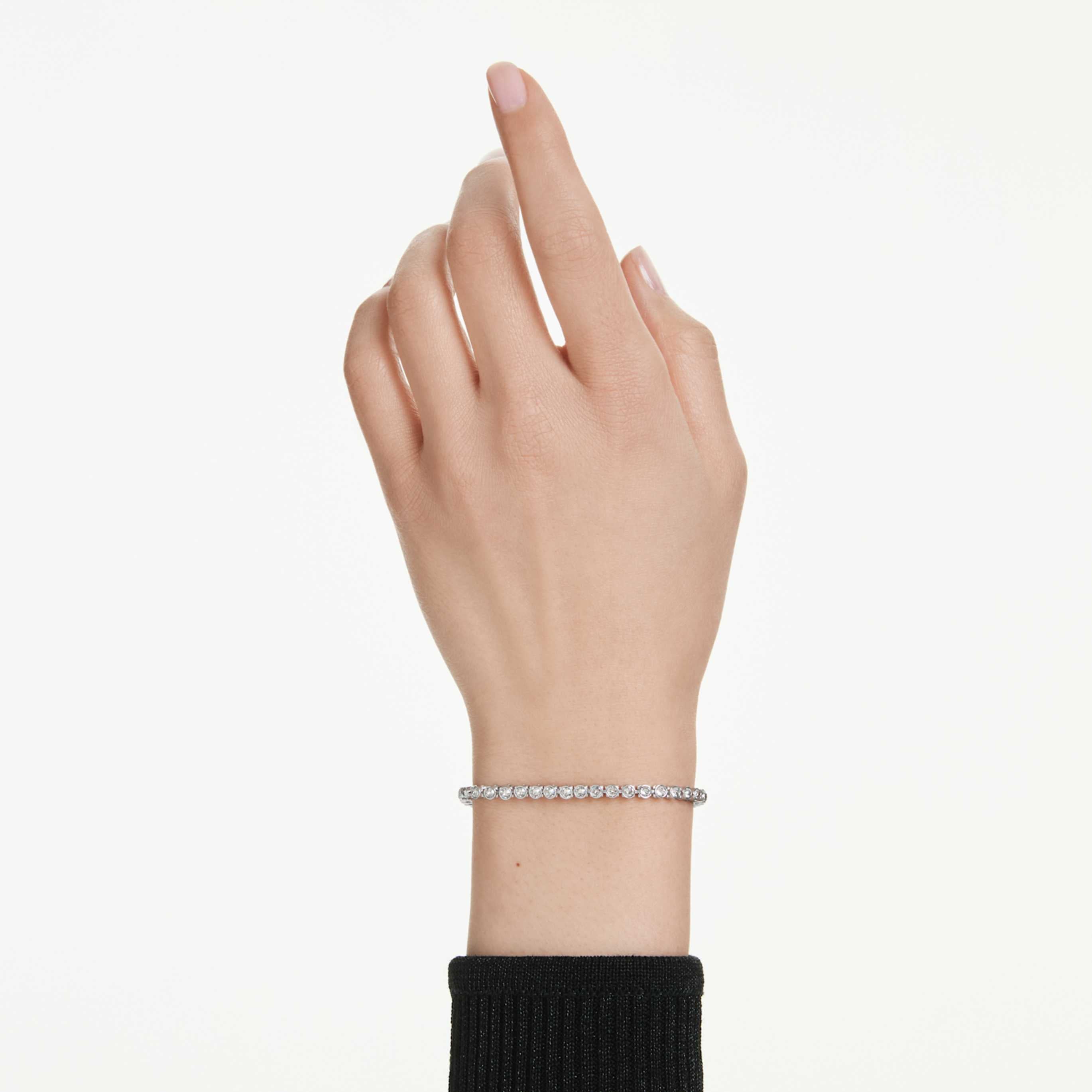 Swarovski Imber Emily Tennis bracelet Round cut, Black, 18K rose gold finish