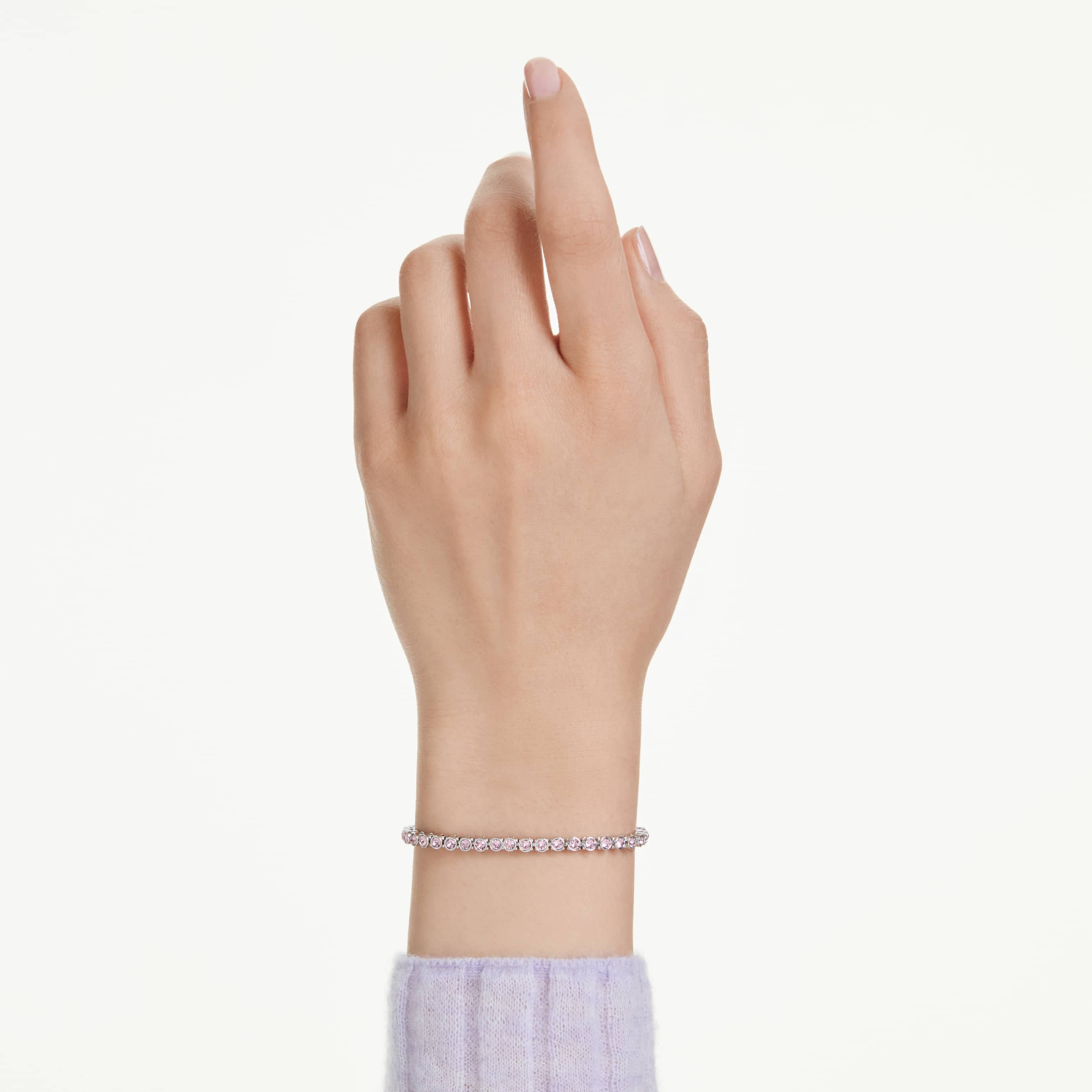 Swarovski Imber Emily Tennis bracelet Round cut, Blue, Rhodium plated