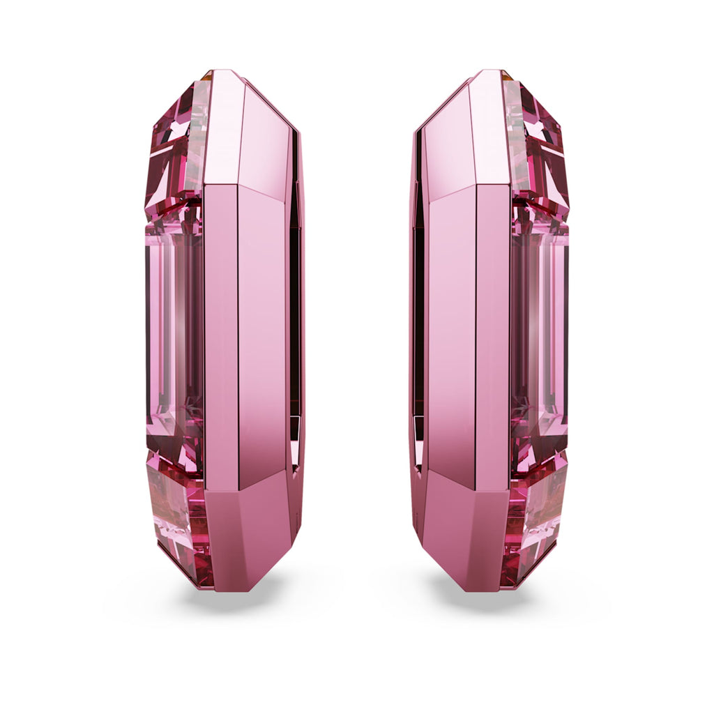 Swarovski Lucent hoop earrings Octagon shape, Small, Pink