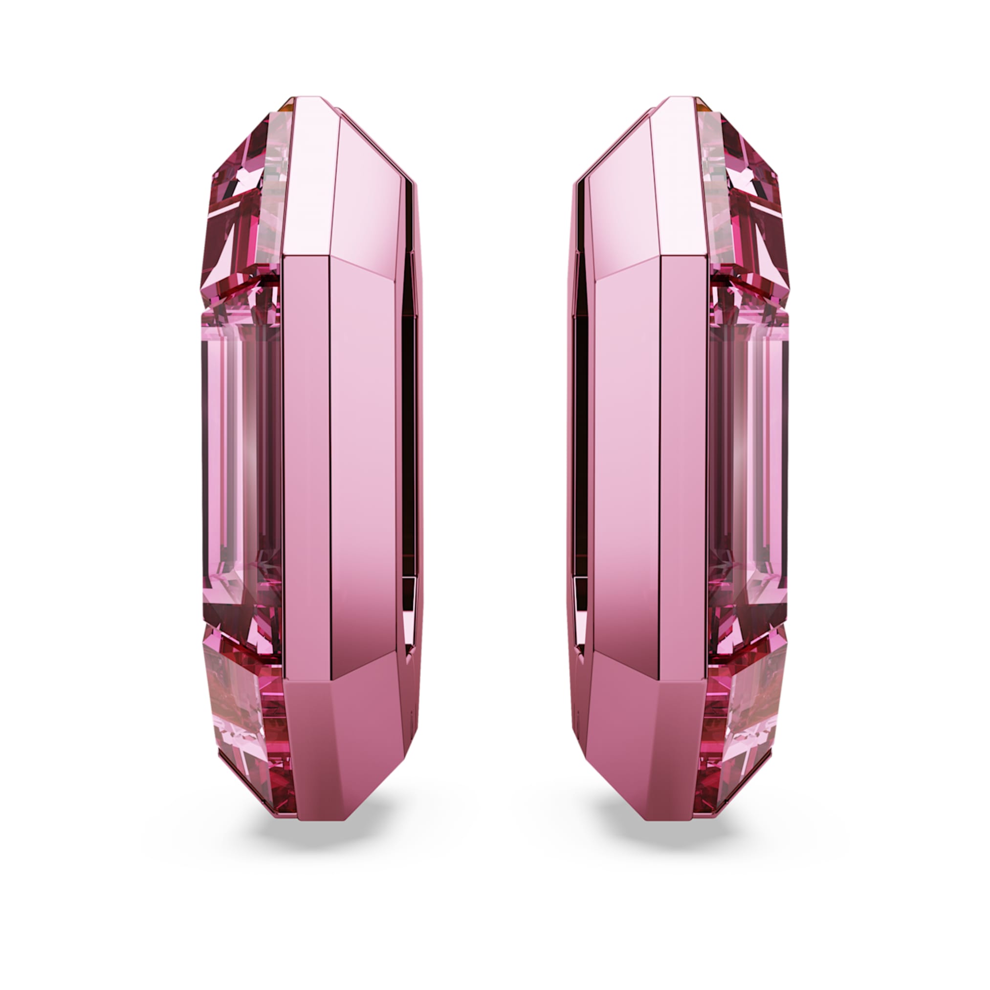 Swarovski Lucent hoop earrings Octagon shape, Small, Pink