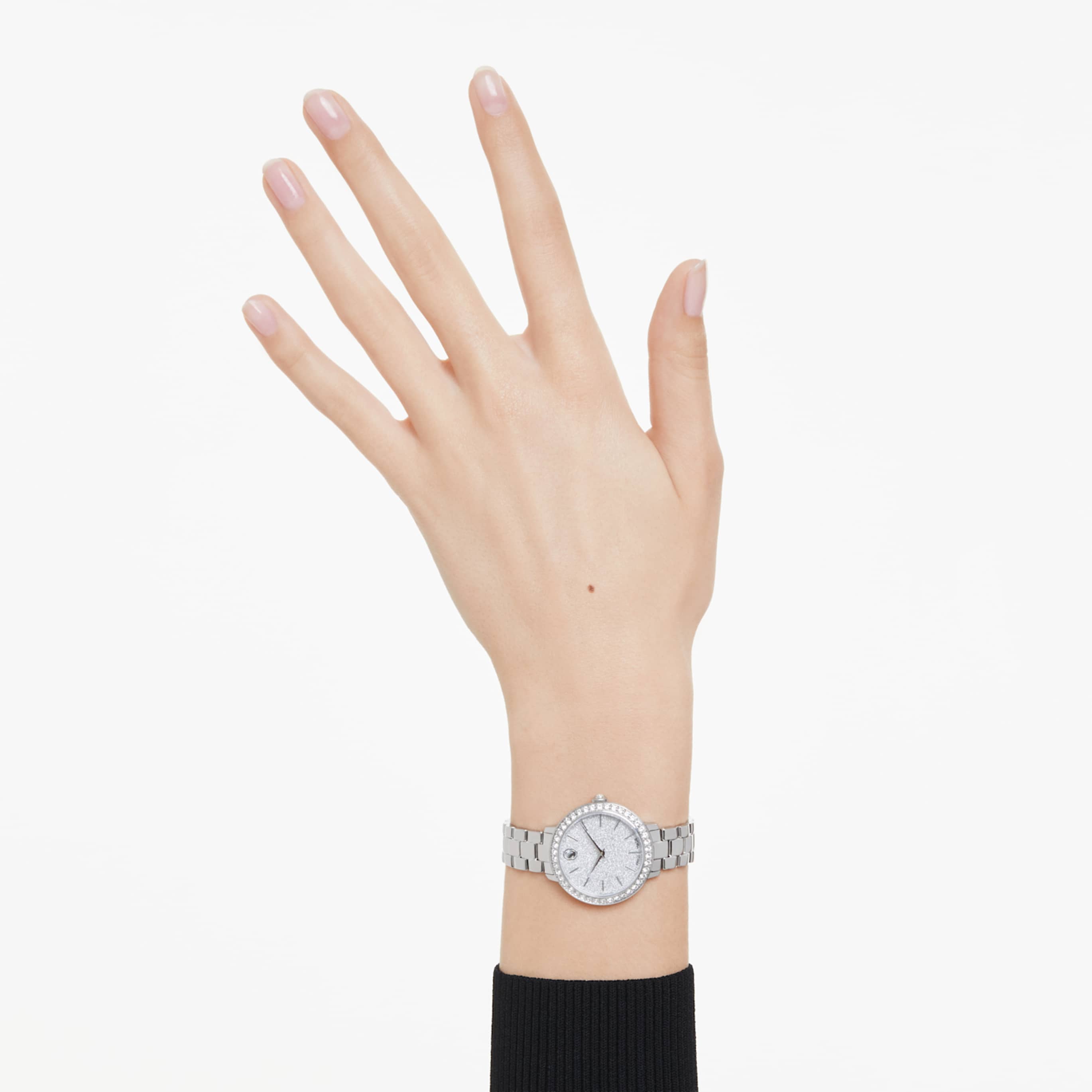 Swarovski Matrix 3-link watch Swiss Made, Metal bracelet, Silver tone, Stainless steel