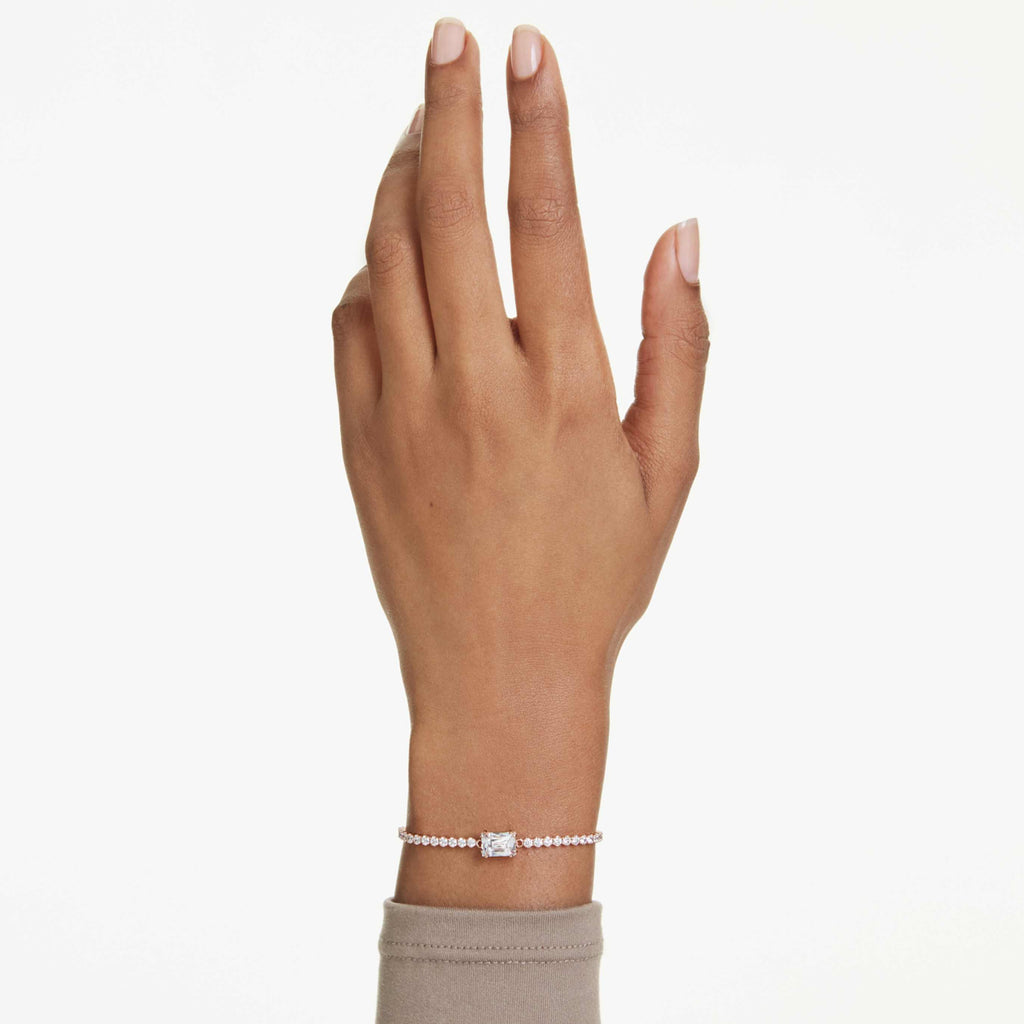 Swarovski Matrix bracelet Mixed cuts, White, 18K rose gold finish
