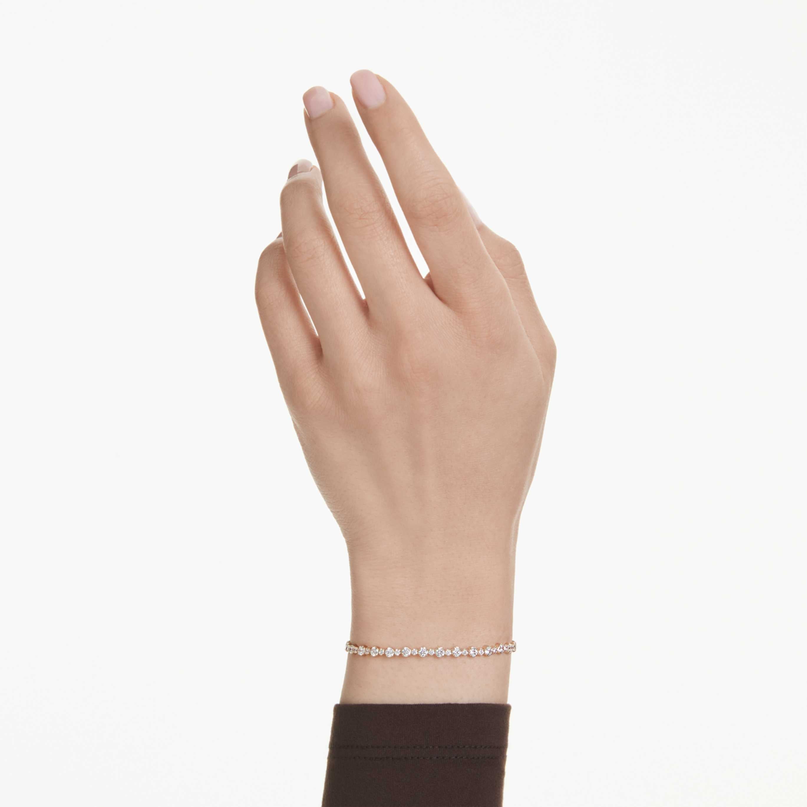 Swarovski Matrix Tennis bracelet Mixed round cuts, White, Rhodium plated