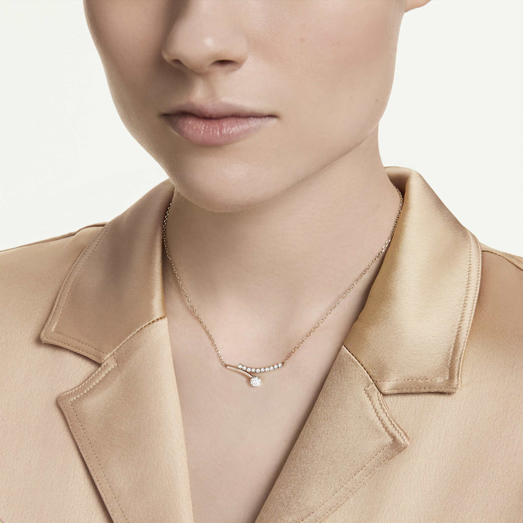 Swarovski Matrix necklace Round cut, White, 18K rose gold finish