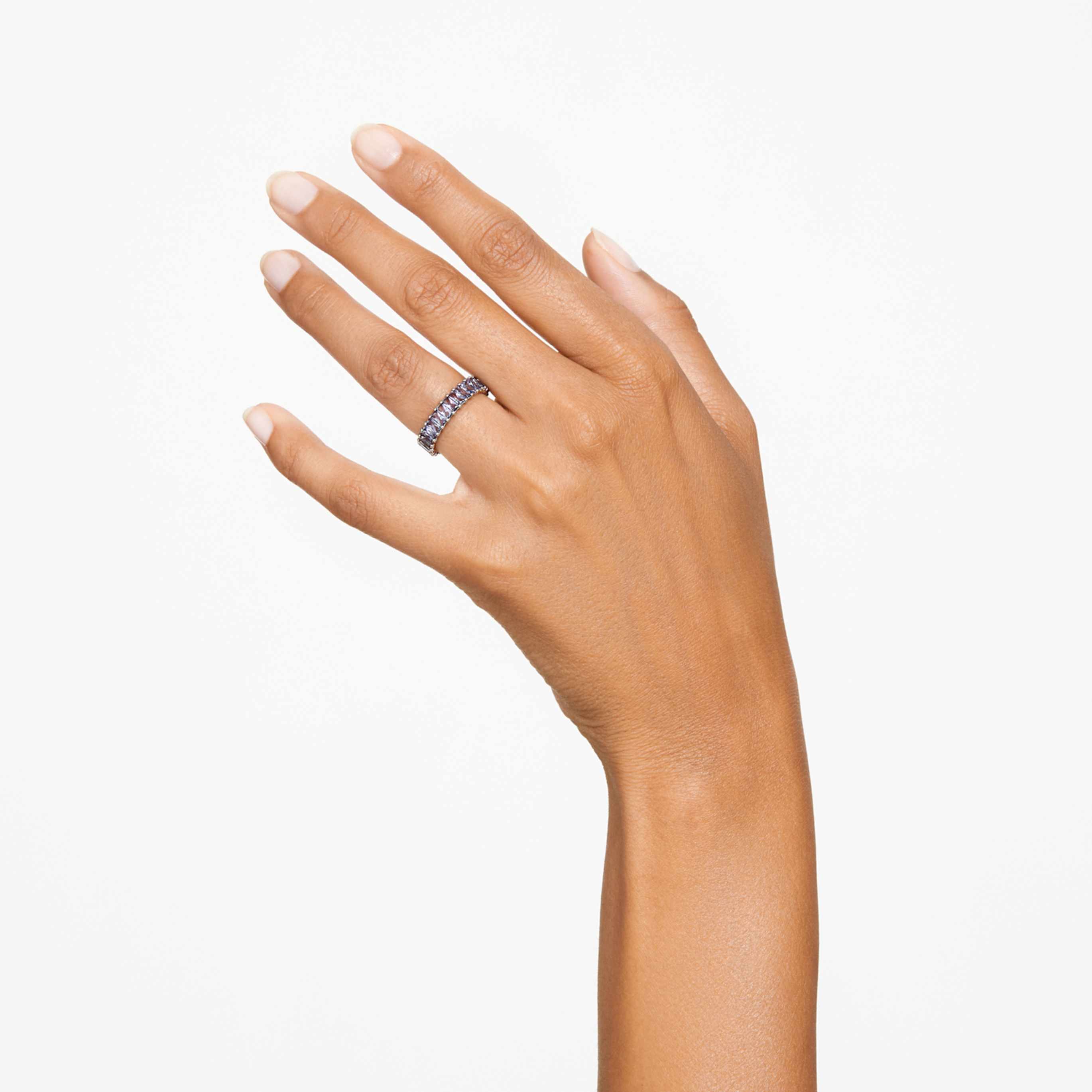 Swarovski Matrix ring Baguette cut, Pink, 18K rose gold finish