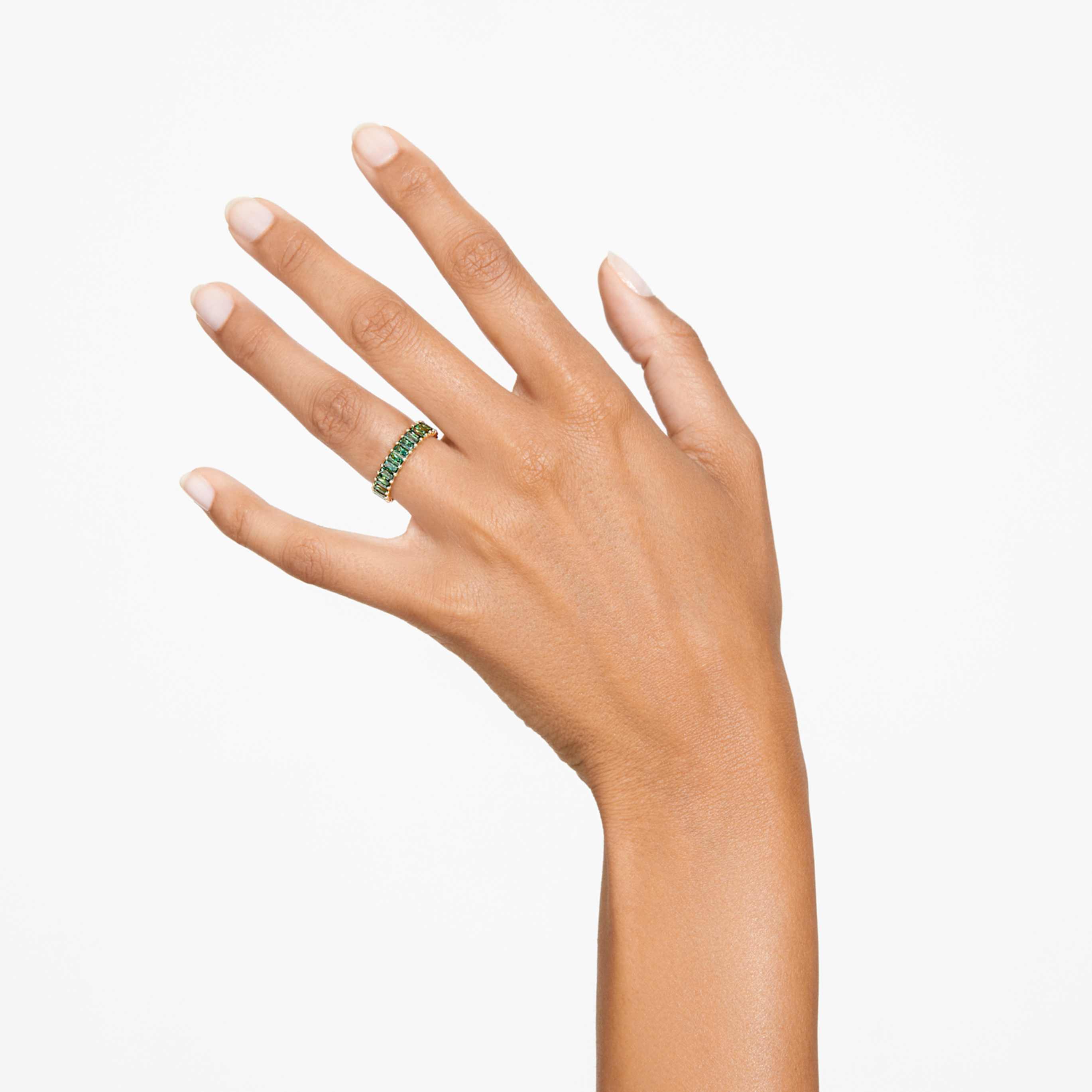 Swarovski Matrix ring Baguette cut, Multicolored, 18K gold finish