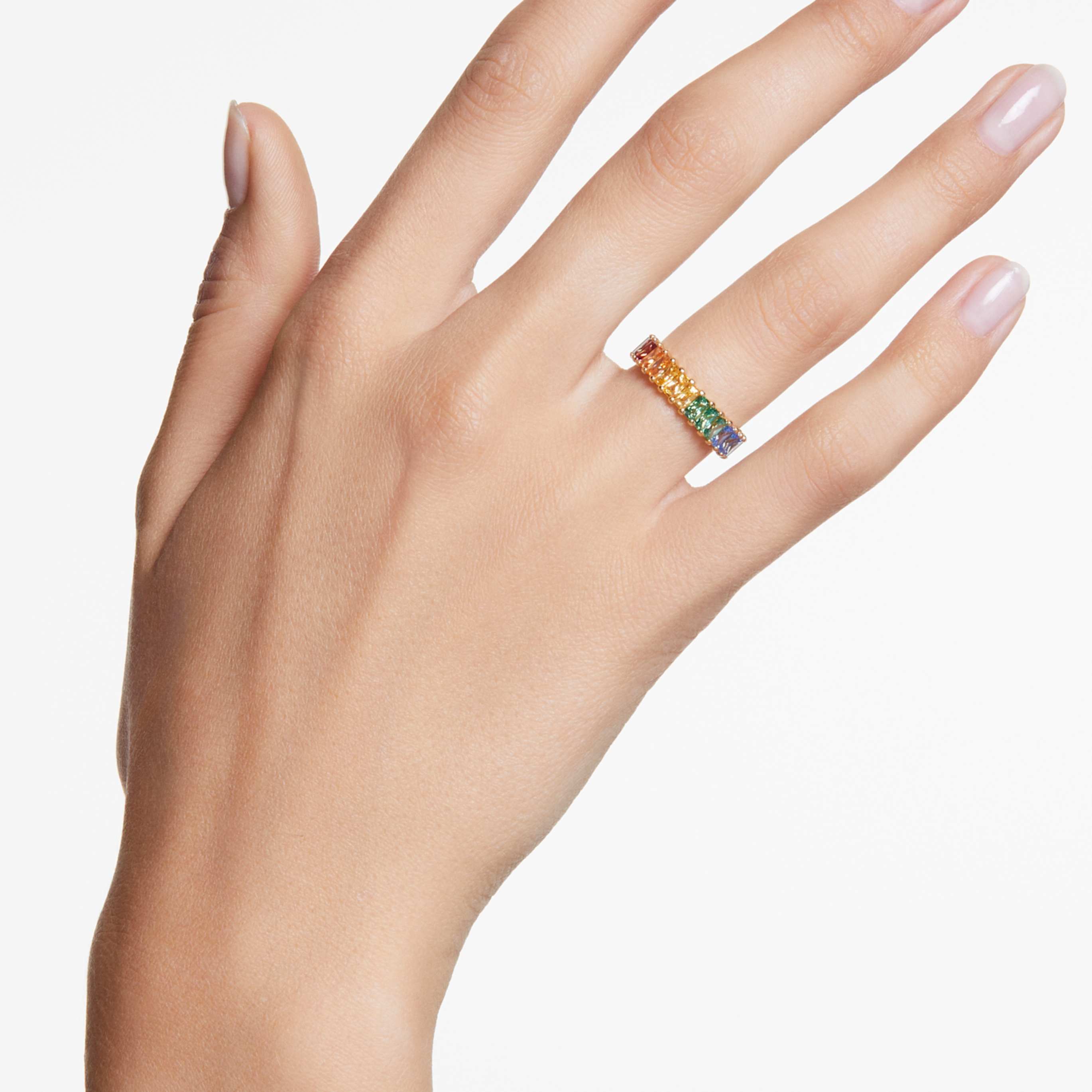 Swarovski Matrix ring Baguette cut, White, Silver-tone finish