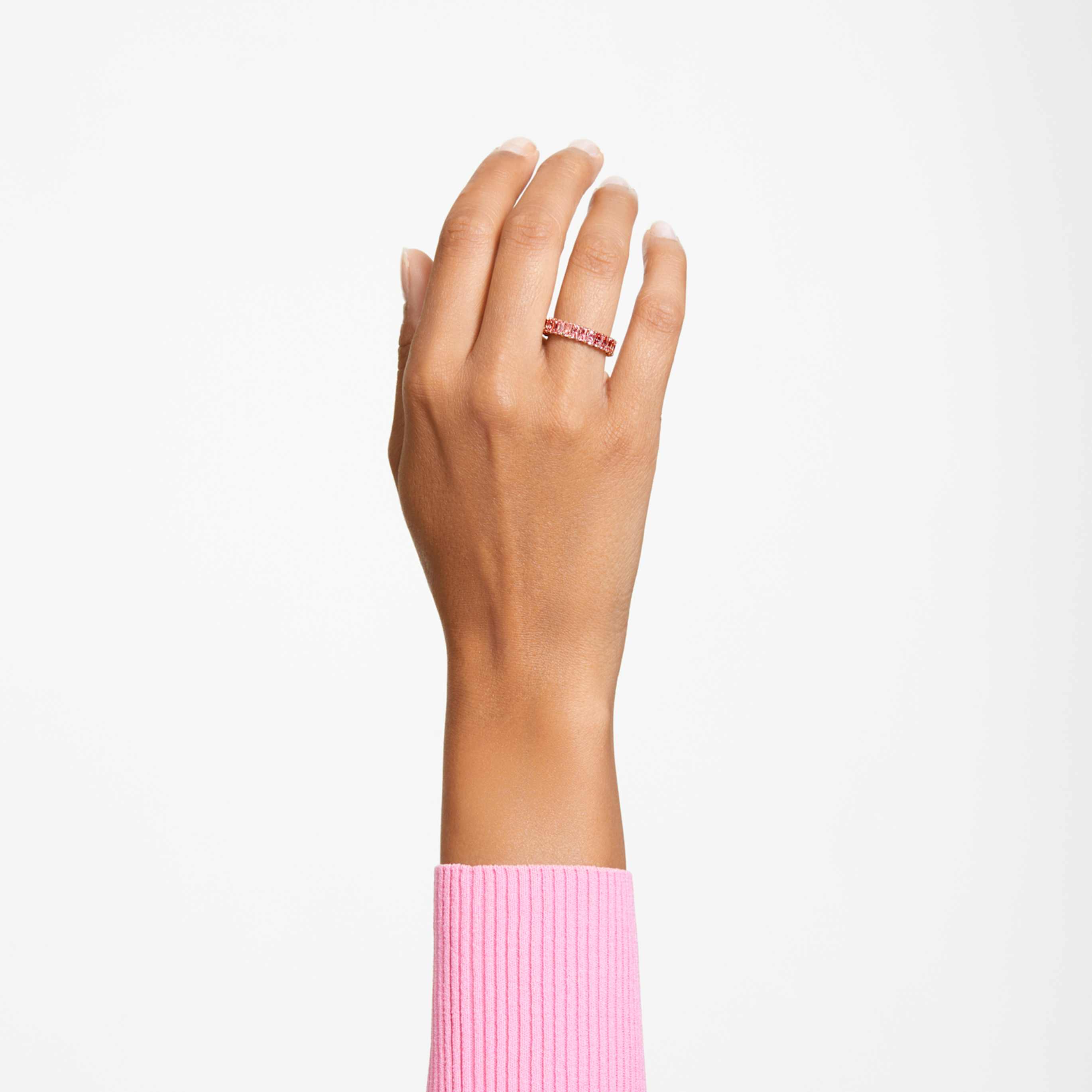 Swarovski Matrix ring Baguette cut, Pink, 18K rose gold finish
