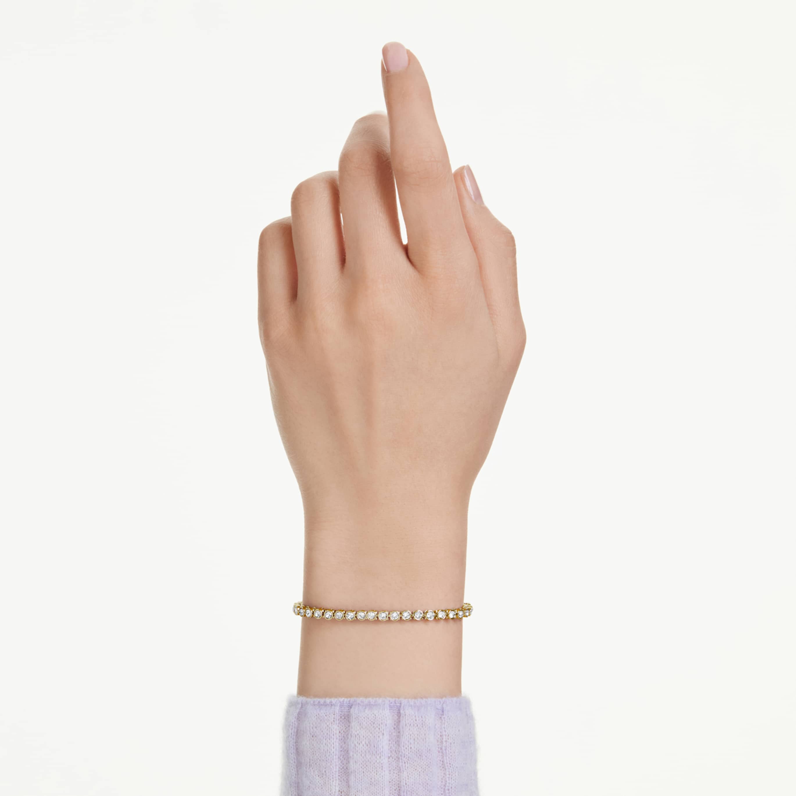 Swarovski Matrix Tennis bracelet Round cut, White, 18K gold finish