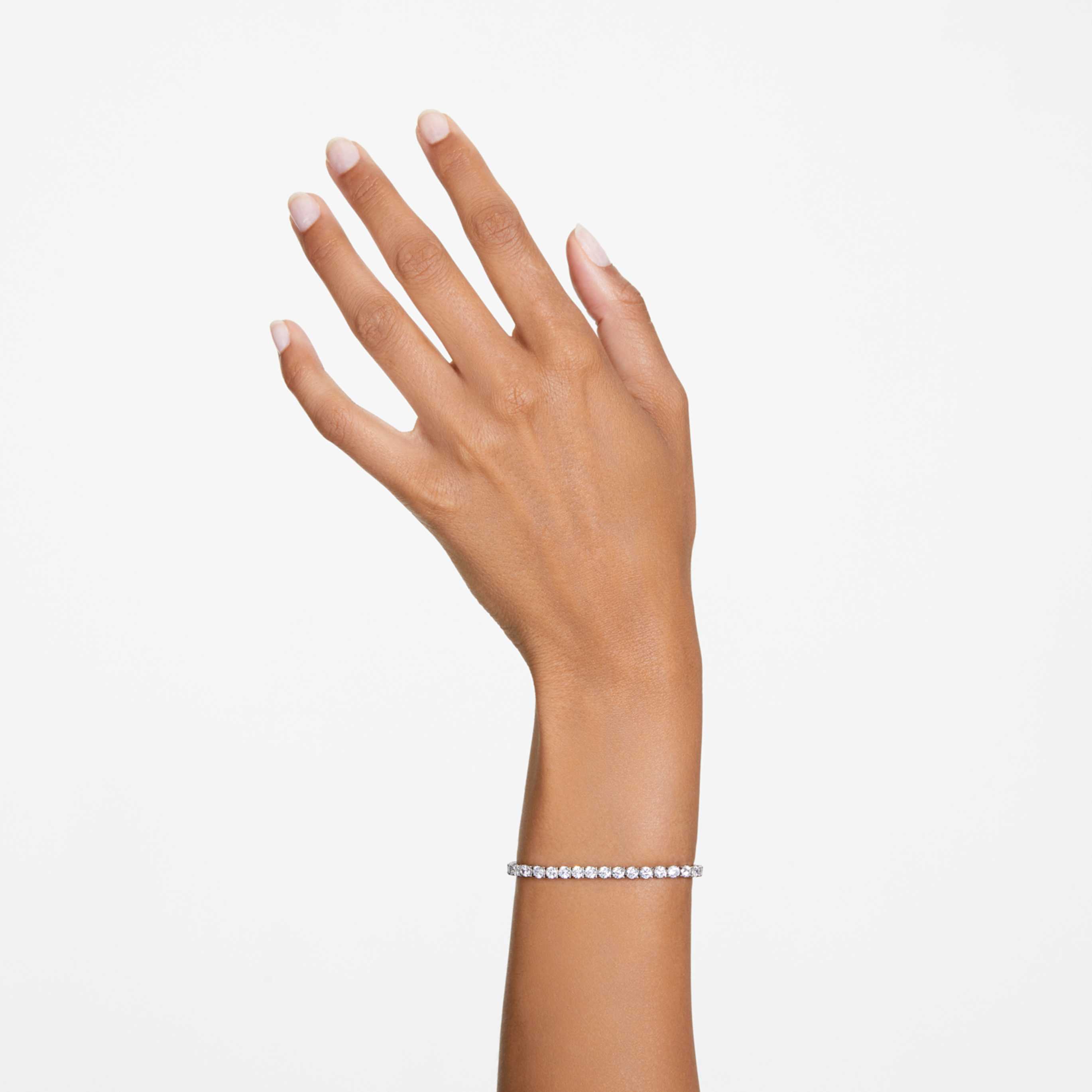 Swarovski Matrix Tennis bracelet Round cut, White, 18K gold finish