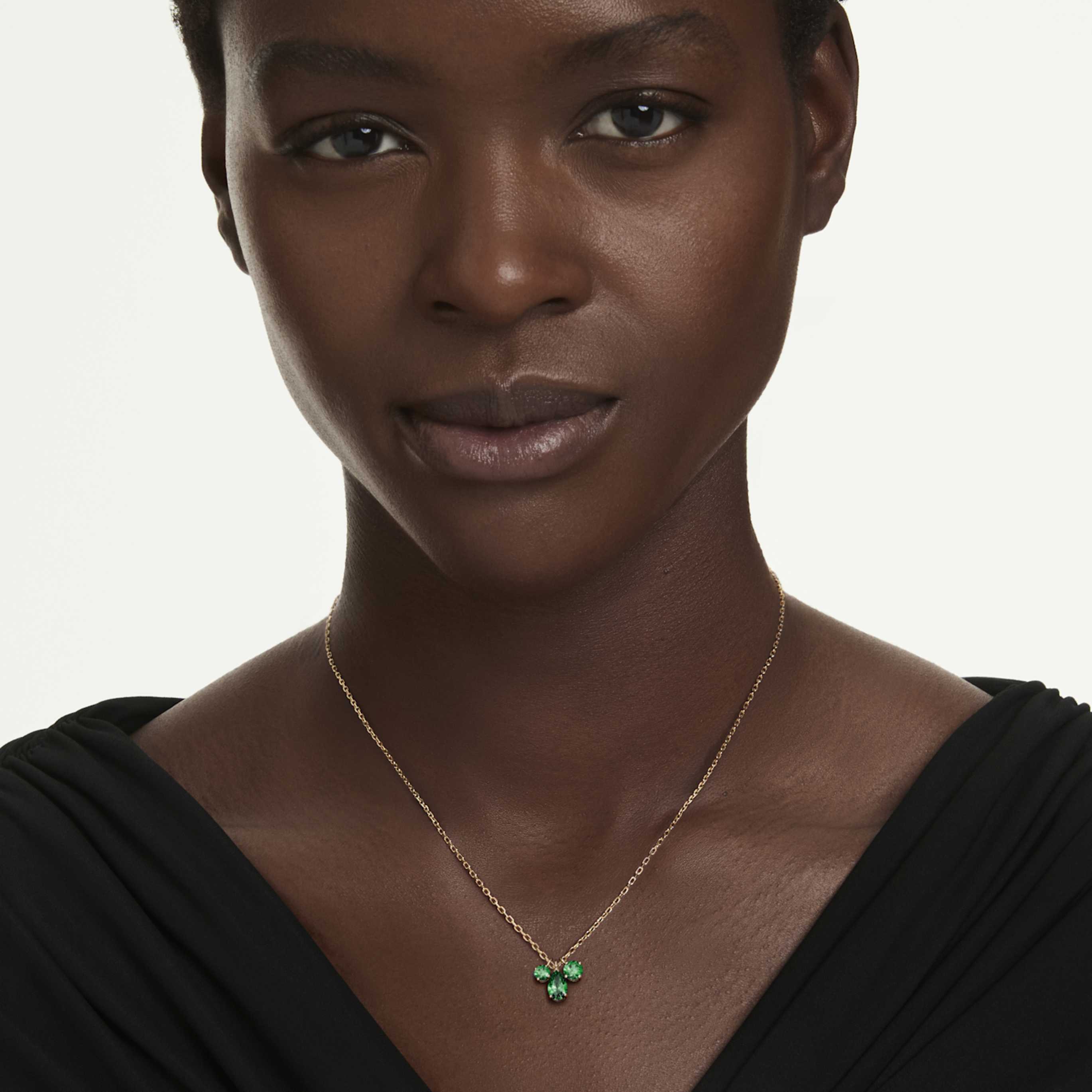 Swarovski Mesmera pendant Mixed cuts, Green, 18K gold finish