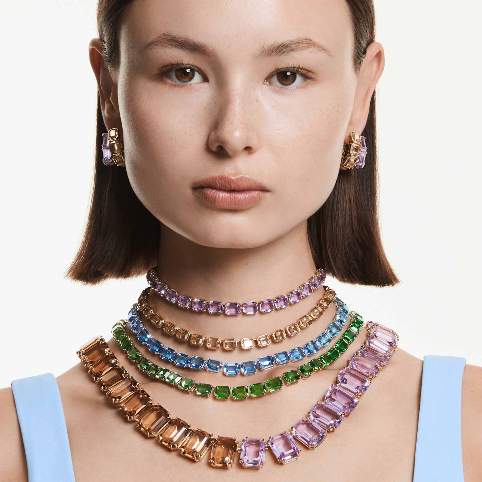 Swarovski Millenia choker Octagon cut, Purple, 18K gold finish