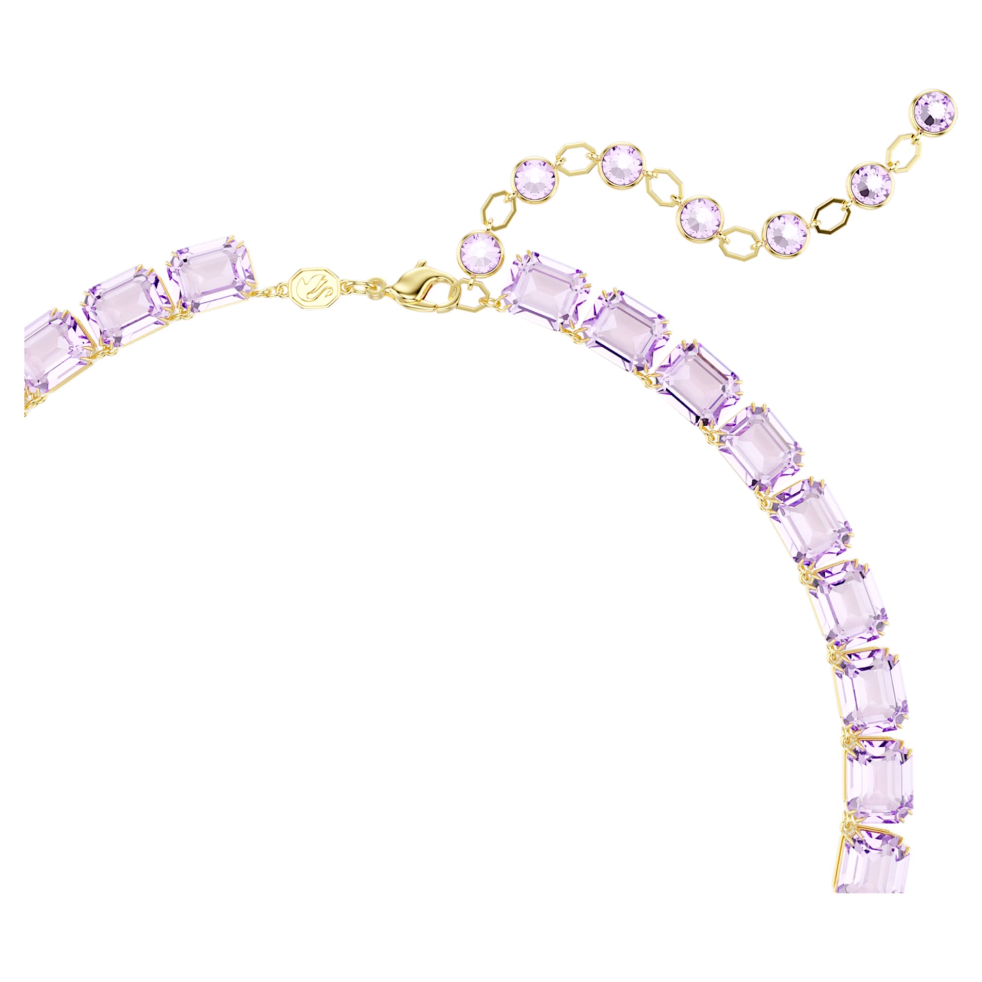 Swarovski Millenia necklace Octagon cut, Purple, 18K gold finish