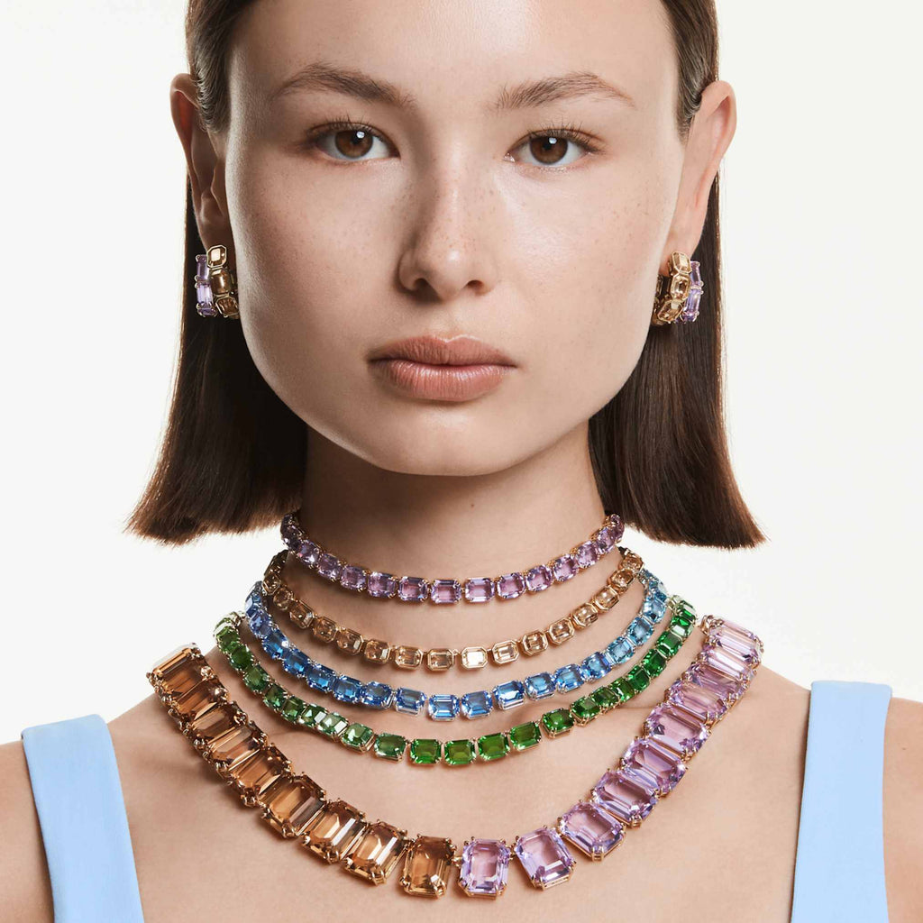 Swarovski Millenia necklace Octagon cut, Yellow, 18K gold finish