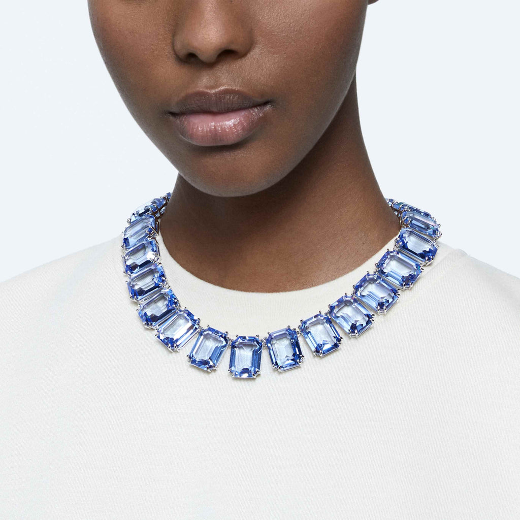 Swarovski Millenia necklace Oversized crystals, Octagon cut, Green, 18K gold finish
