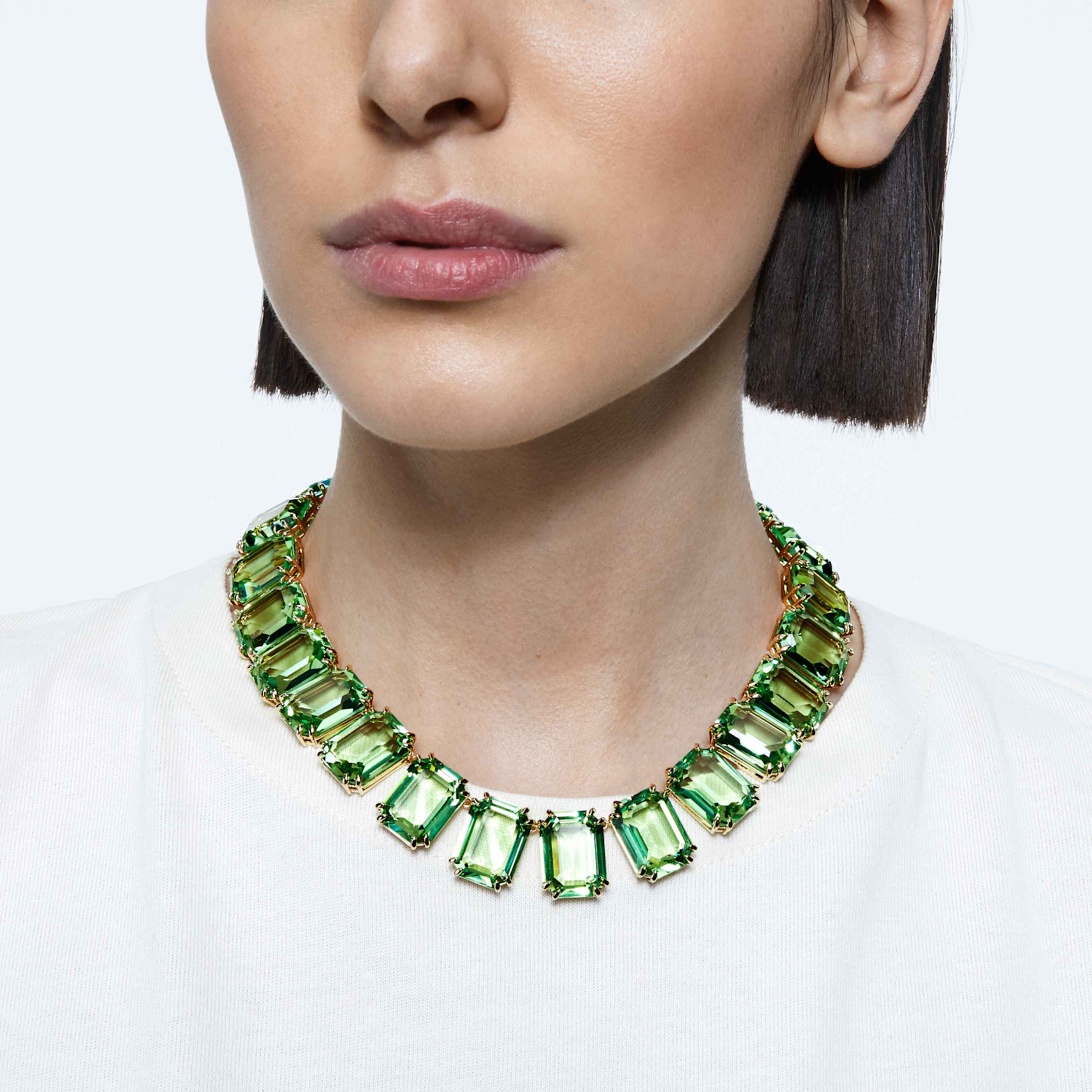 Swarovski Millenia necklace Oversized crystals, Octagon cut, Caramel, 18K gold finish