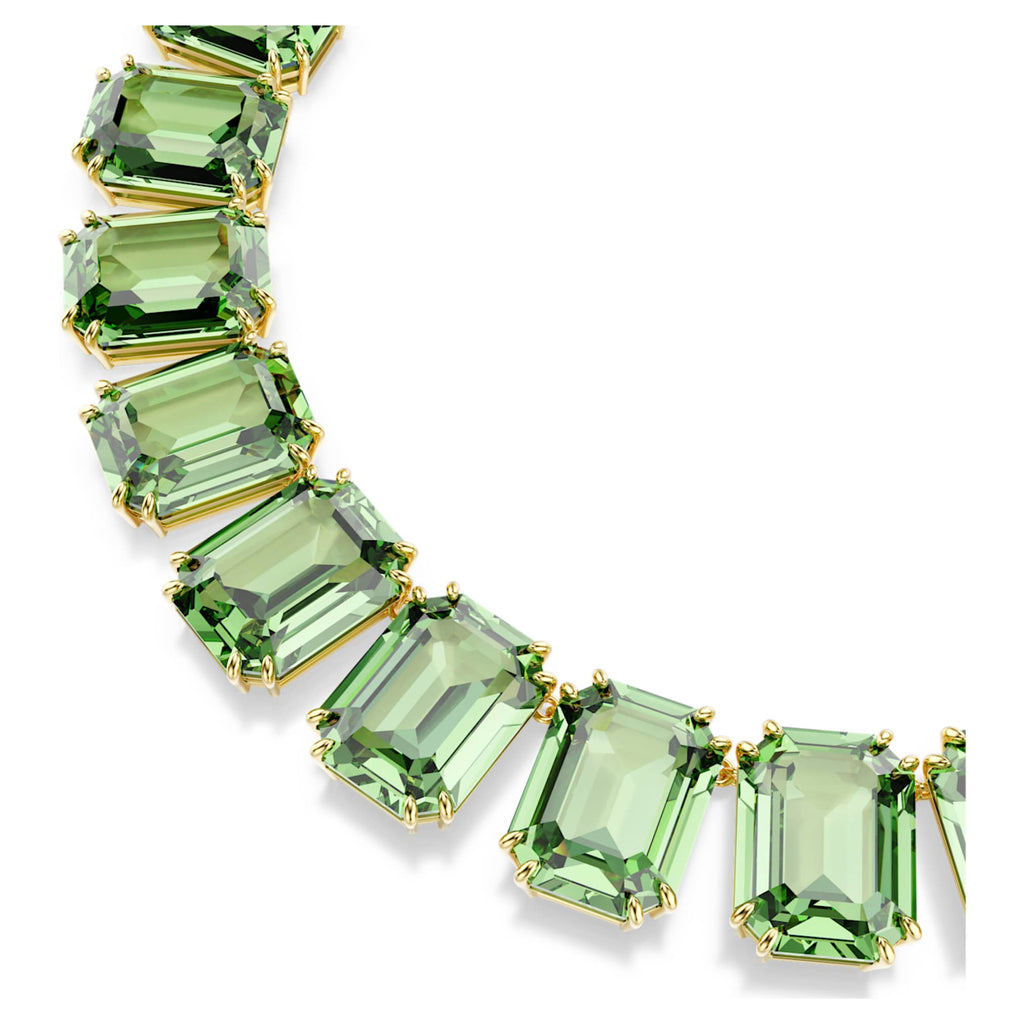 Swarovski Millenia necklace Oversized crystals, Octagon cut, Green, 18K gold finish