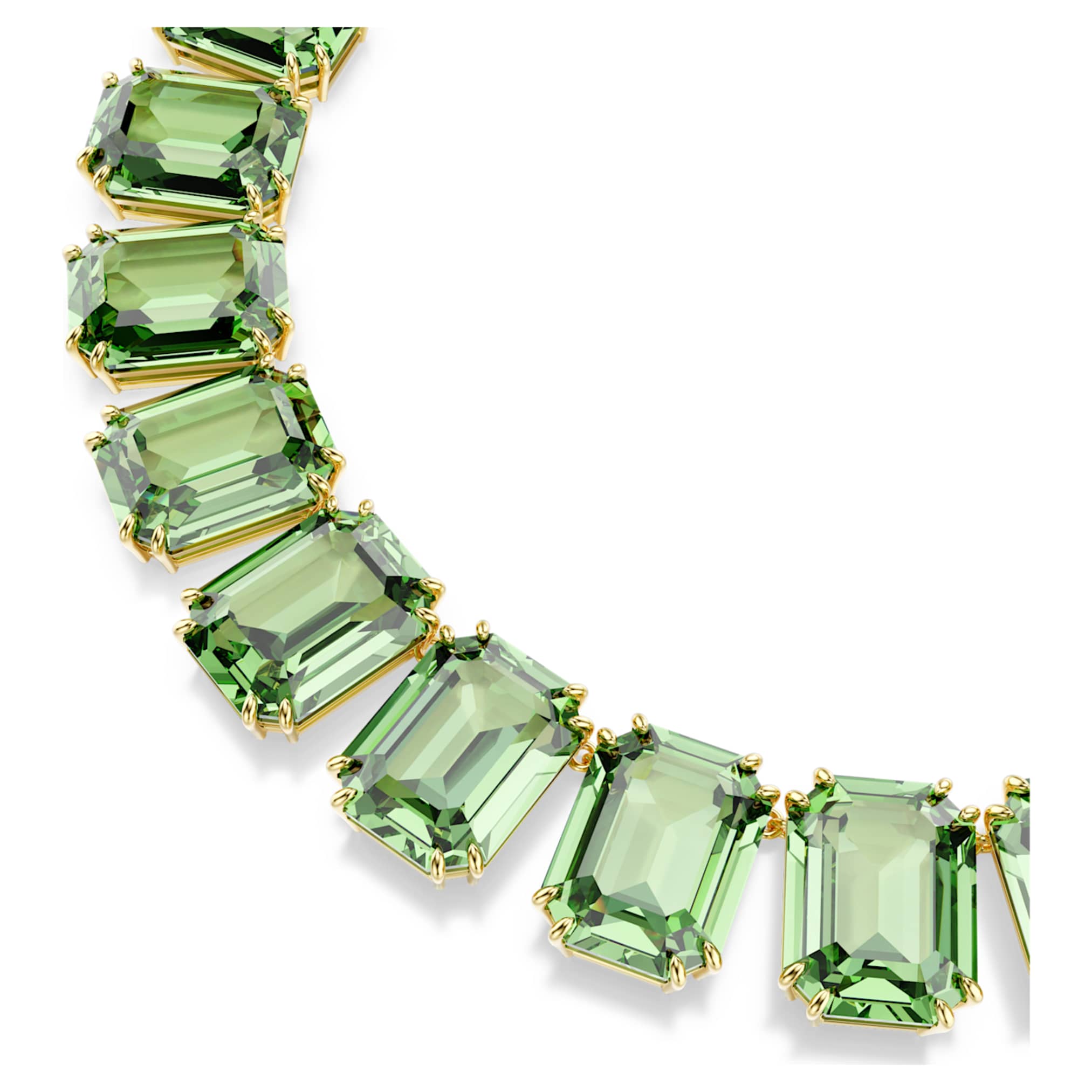 Swarovski Millenia necklace Oversized crystals, Octagon cut, Green, 18K gold finish