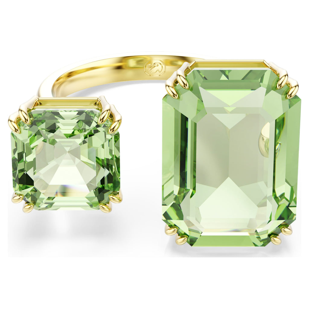 Swarovski Millenia open ring Octagon cut, Green, 18K gold finish